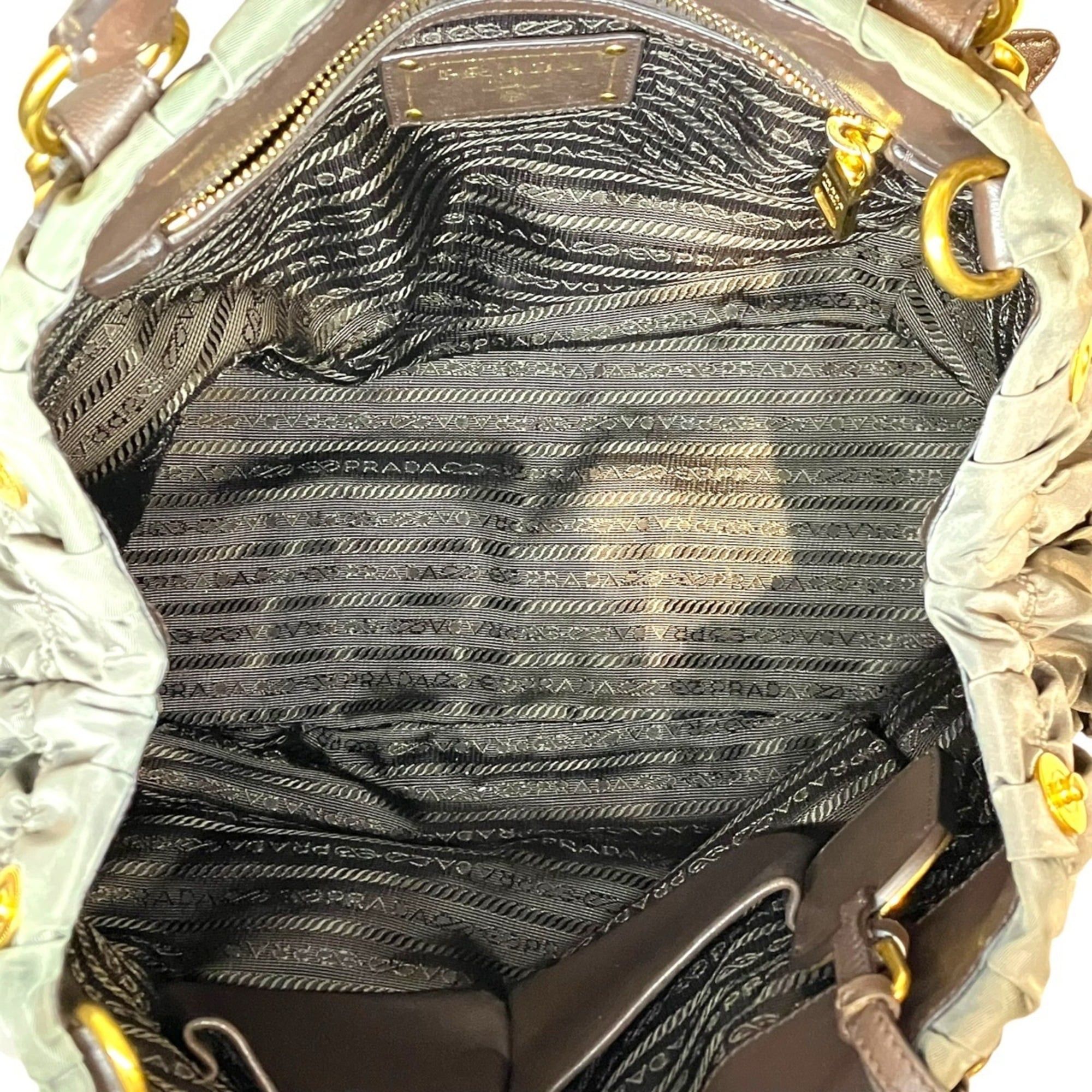 Prada Prada Gathered Bag Handbag Tessuto Gaufre Nylon Leather BN1788 Size ONE SIZE - 8 Thumbnail