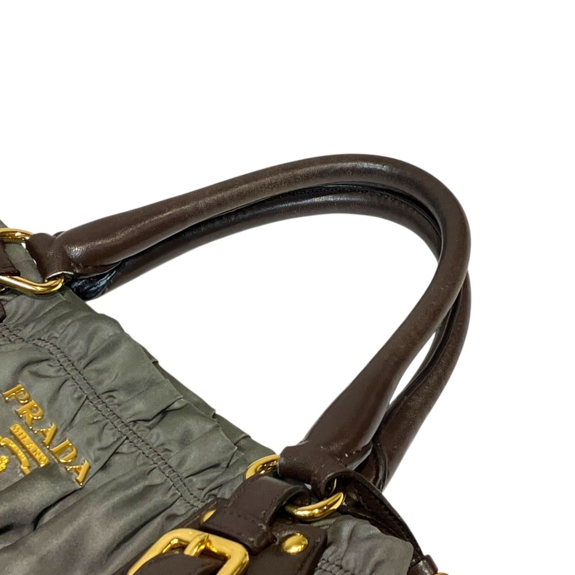 Prada Prada Gathered Bag Handbag Tessuto Gaufre Nylon Leather BN1788 Size ONE SIZE - 6 Thumbnail
