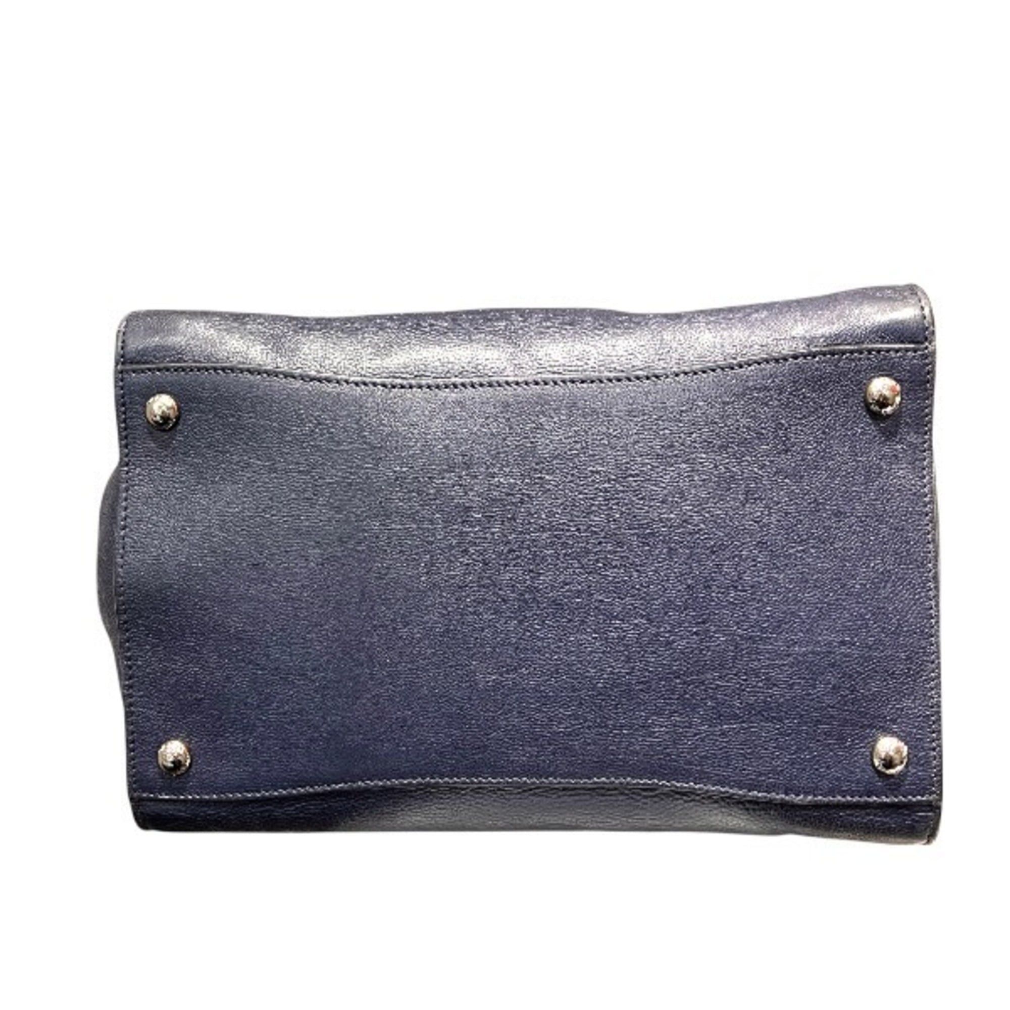 Prada Prada Vitello Daino Navy Handbag Tote Bag for Women Size ONE SIZE - 3 Thumbnail