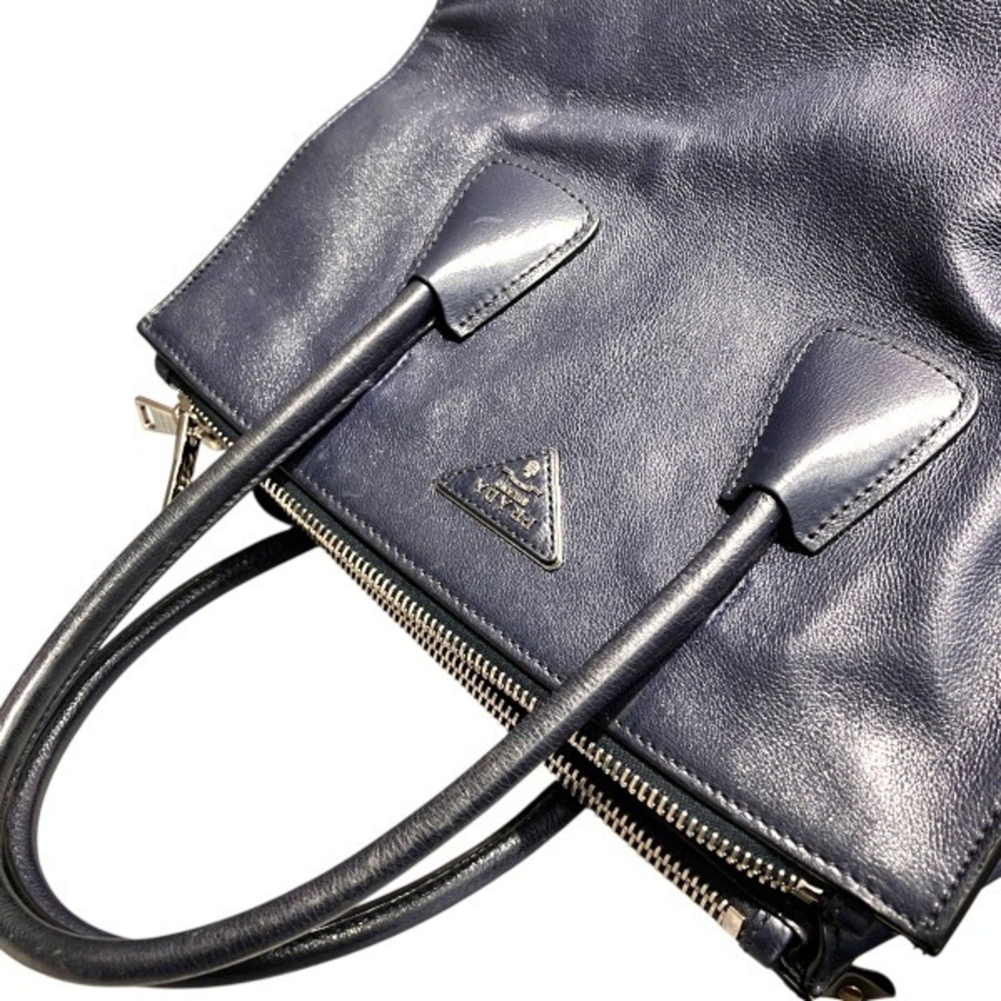 Prada Prada Vitello Daino Navy Handbag Tote Bag for Women Size ONE SIZE - 6 Thumbnail