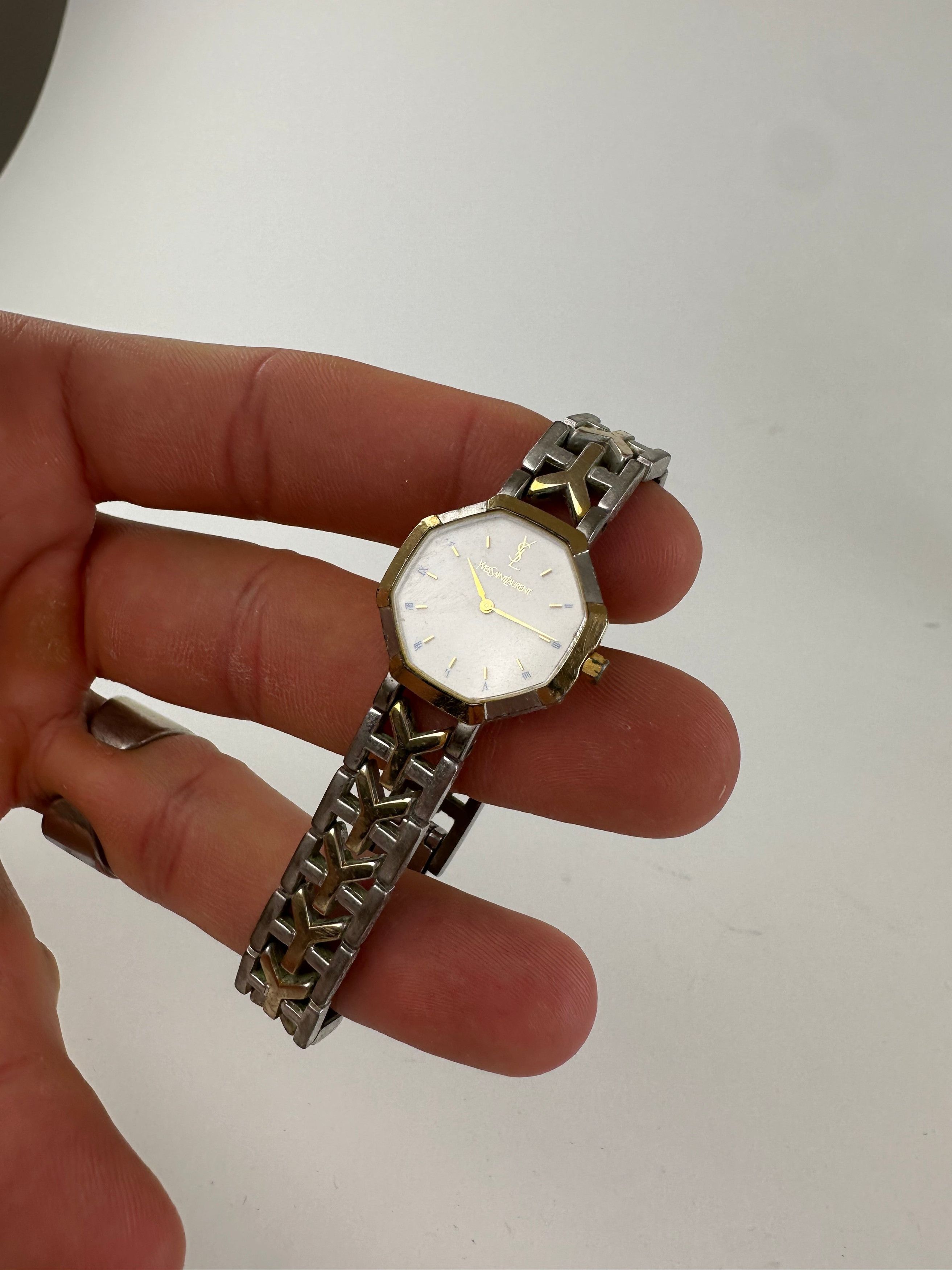 Yves Saint Laurent Vintage Two-Tone Ladies Watch White Dial Size ONE SIZE - 8 Thumbnail