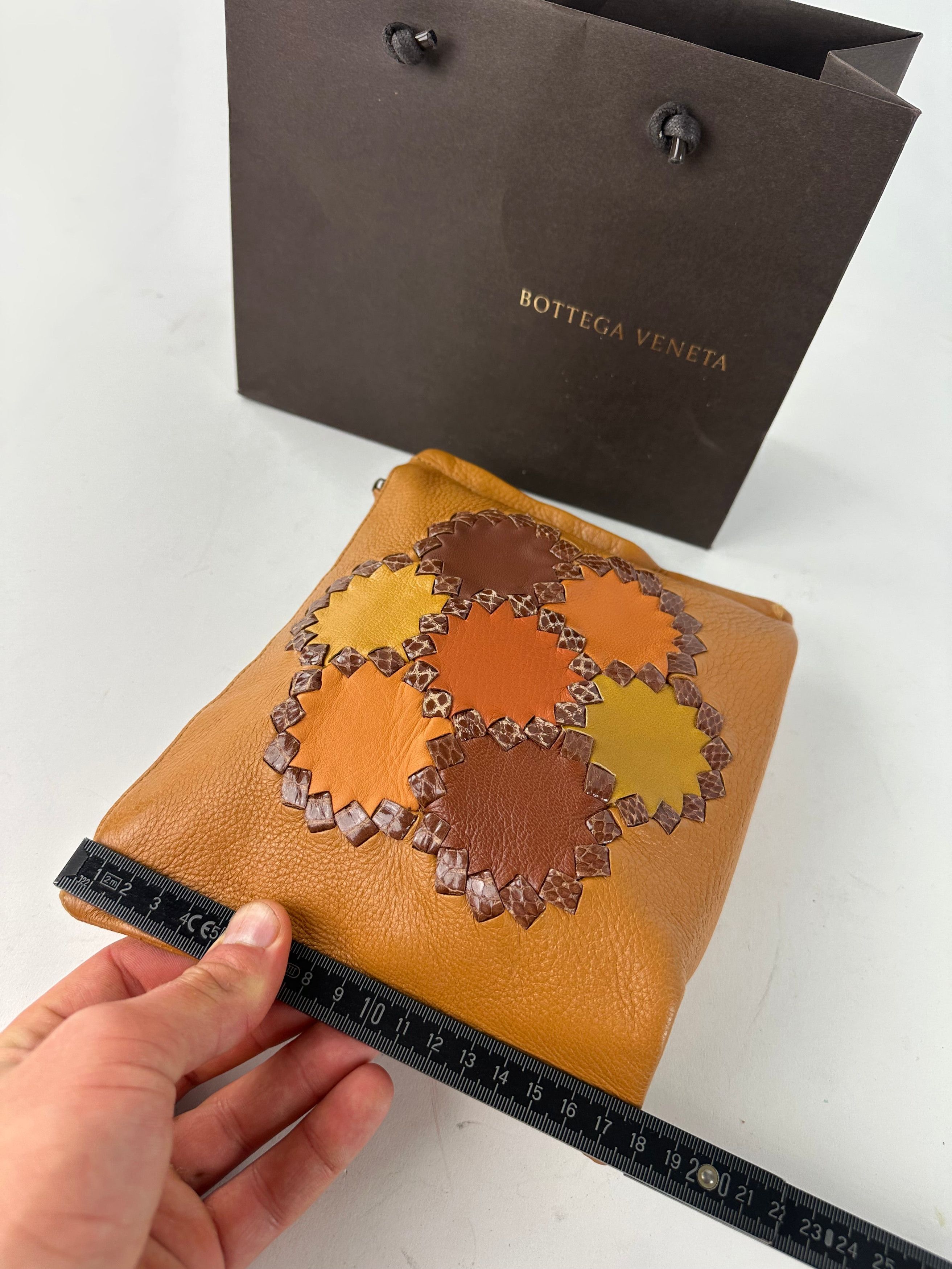 Bottega Veneta 2008 Patchwork Floral Leather Clutch Cognac Size ONE SIZE - 9 Thumbnail