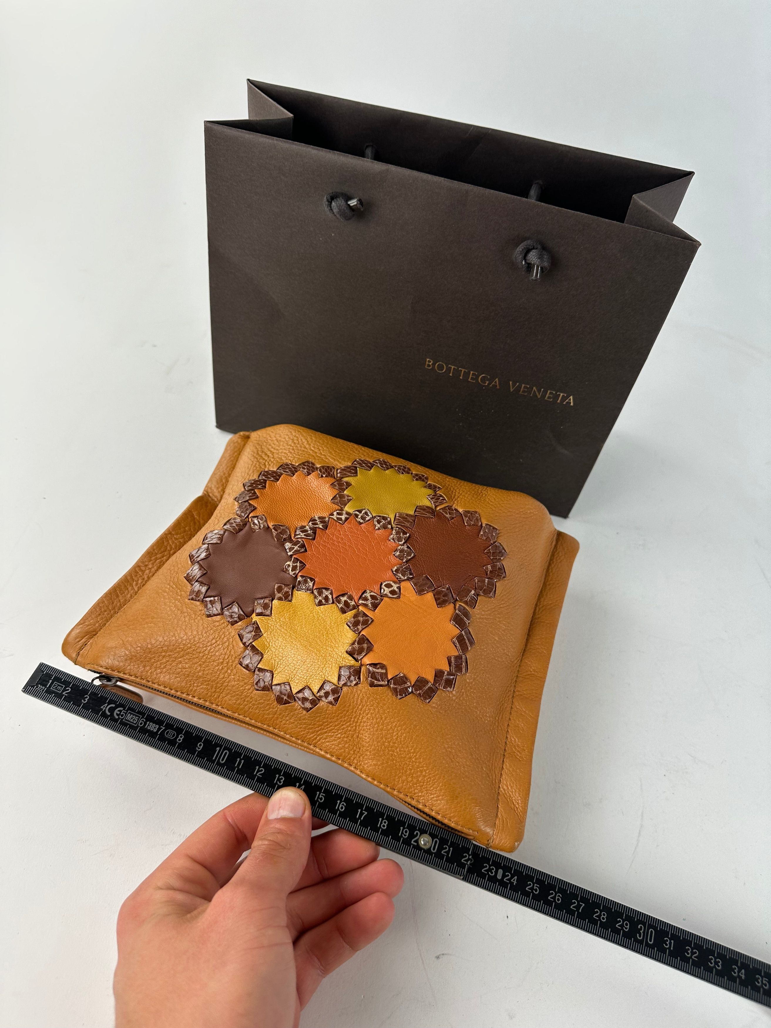 Bottega Veneta 2008 Patchwork Floral Leather Clutch Cognac Size ONE SIZE - 8 Thumbnail