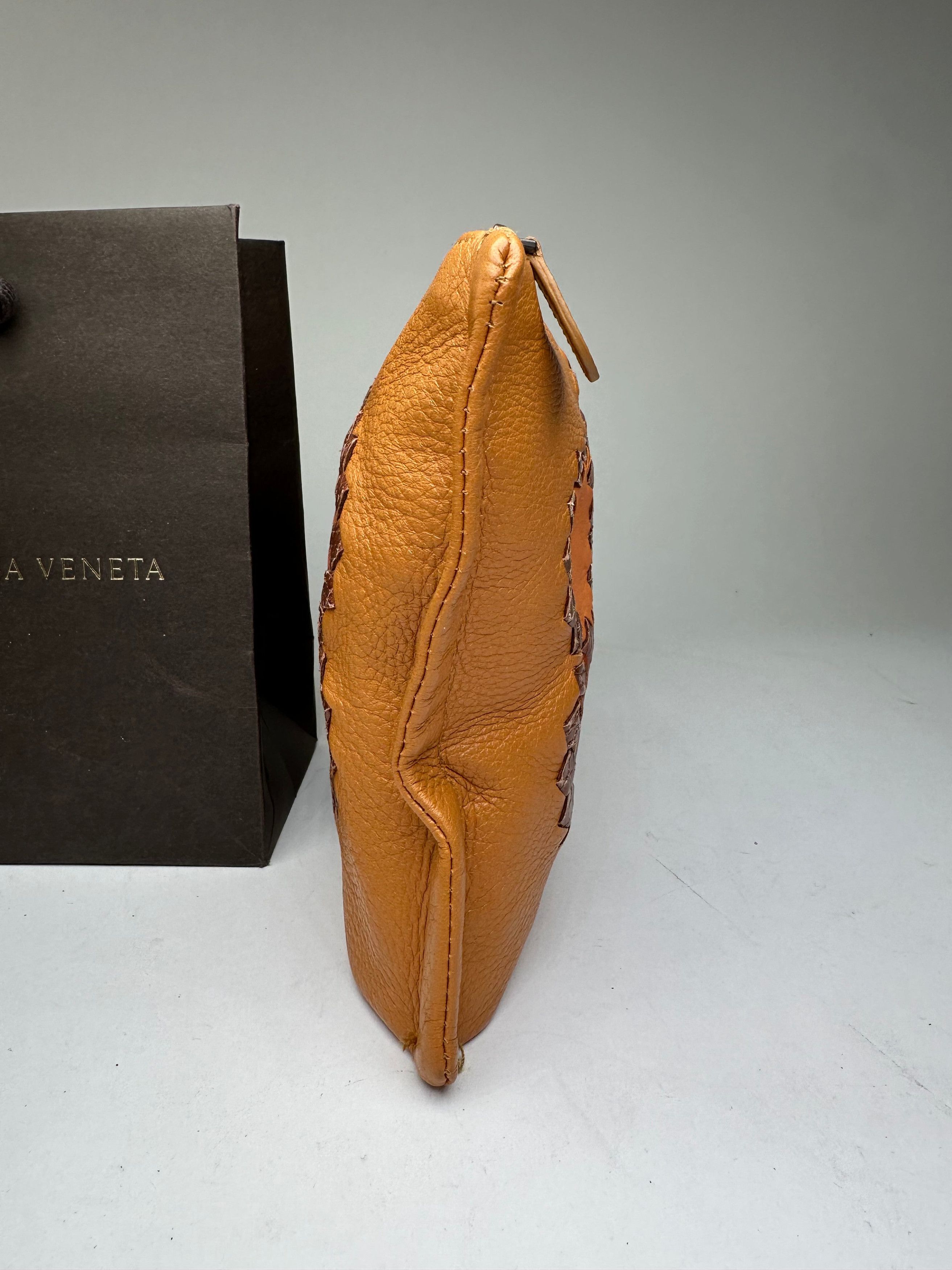Bottega Veneta 2008 Patchwork Floral Leather Clutch Cognac Size ONE SIZE - 5 Thumbnail