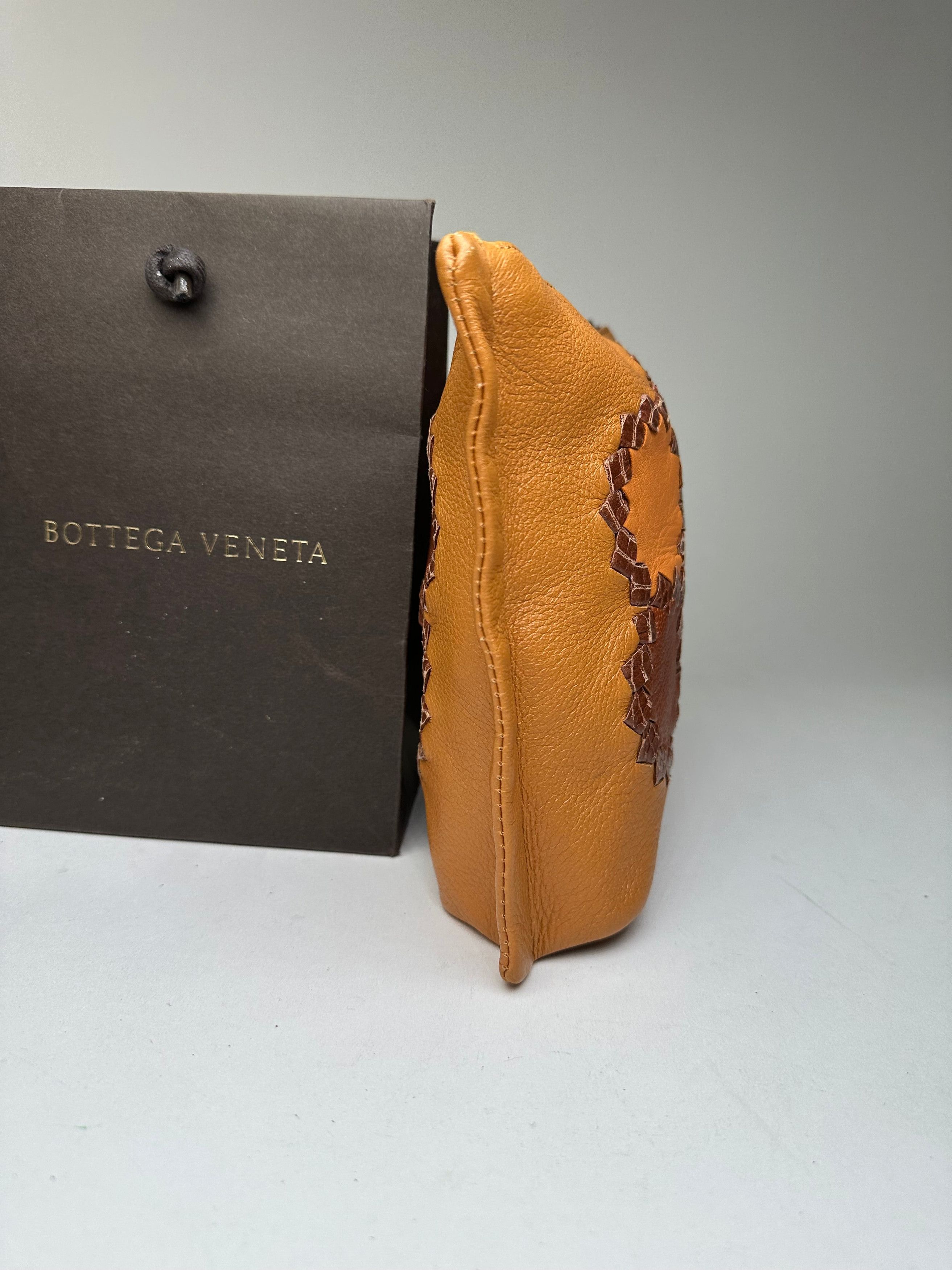 Bottega Veneta 2008 Patchwork Floral Leather Clutch Cognac Size ONE SIZE - 7 Thumbnail