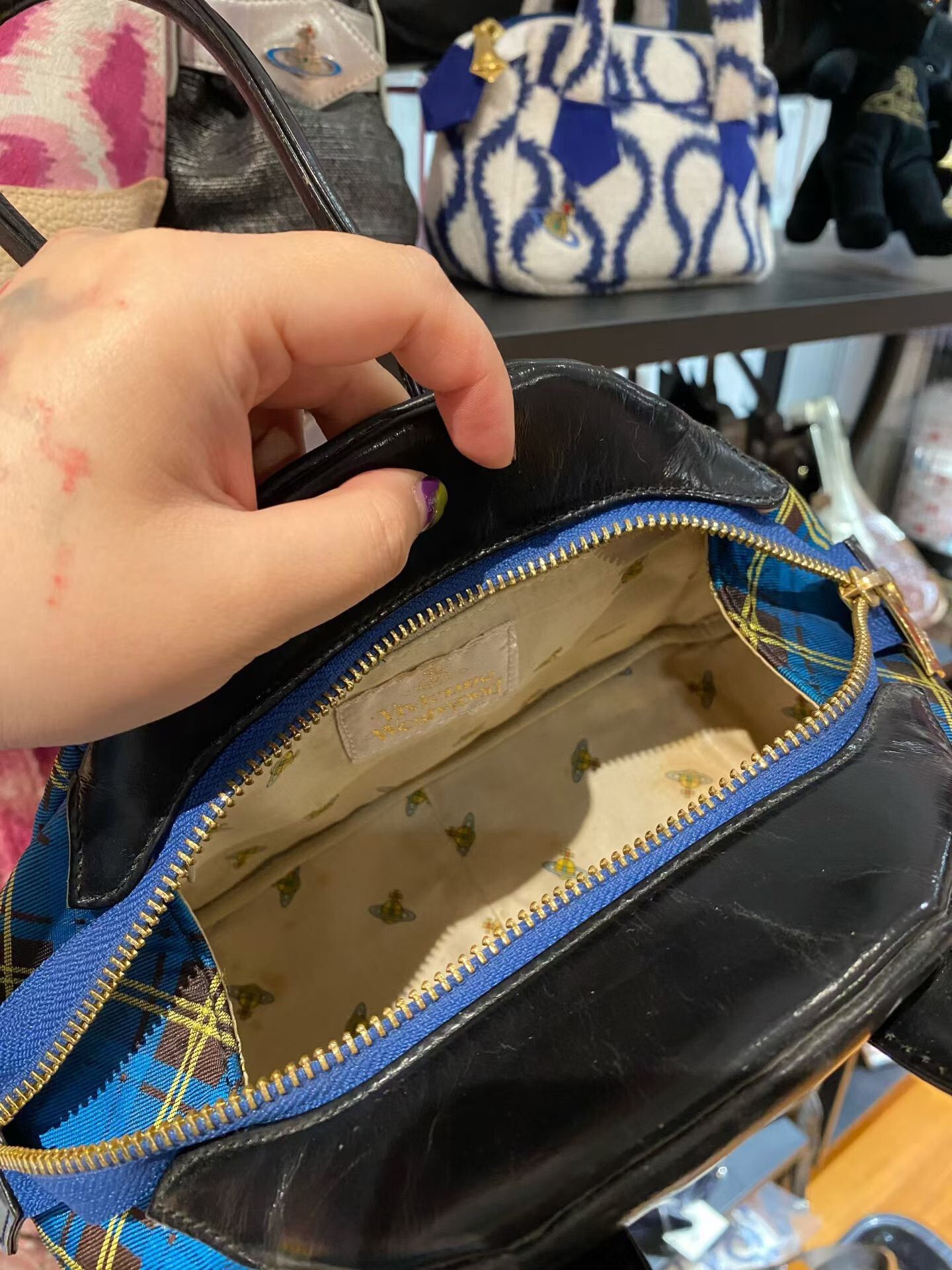 Vivienne Westwood Vivienne Westwood Blue Plaid Boston Bag Size ONE SIZE - 5 Thumbnail