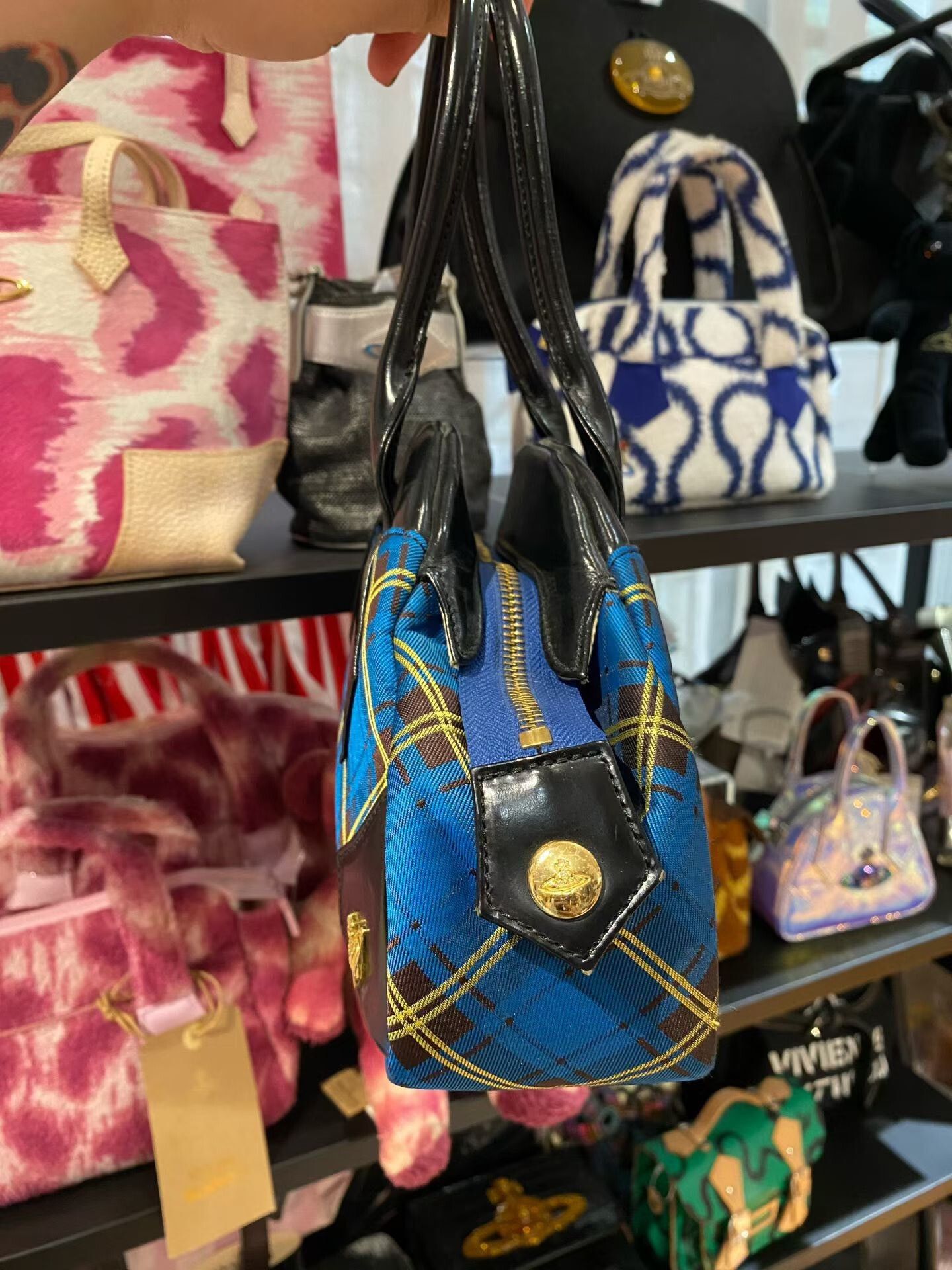 Vivienne Westwood Vivienne Westwood Blue Plaid Boston Bag Size ONE SIZE - 2 Thumbnail