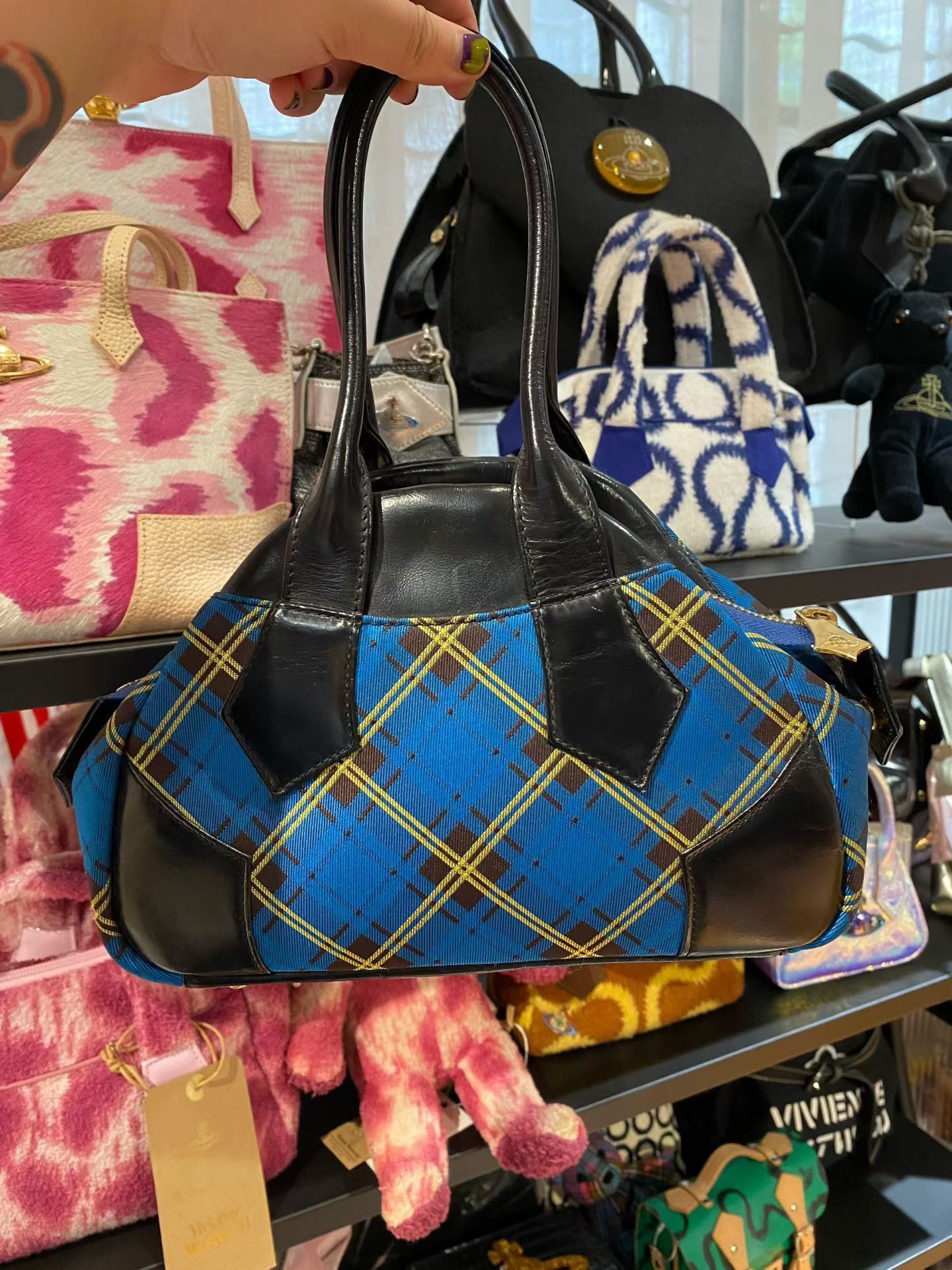 Vivienne Westwood Vivienne Westwood Blue Plaid Boston Bag Size ONE SIZE - 3 Thumbnail