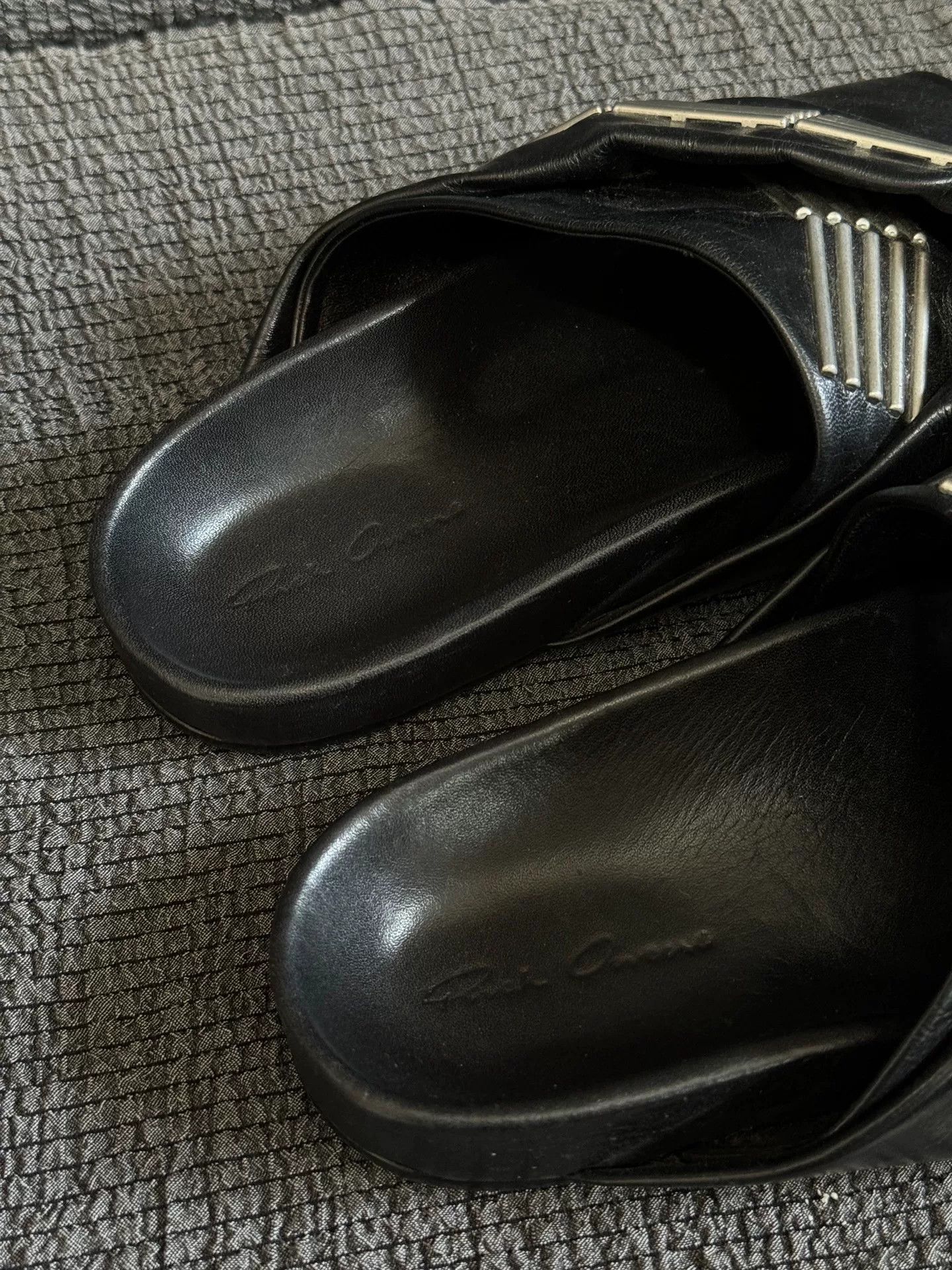 Rick Owens Rick Owens Laser Metal Open-Toe Leather Slippers Size US 7 / IT 37 - 7 Thumbnail