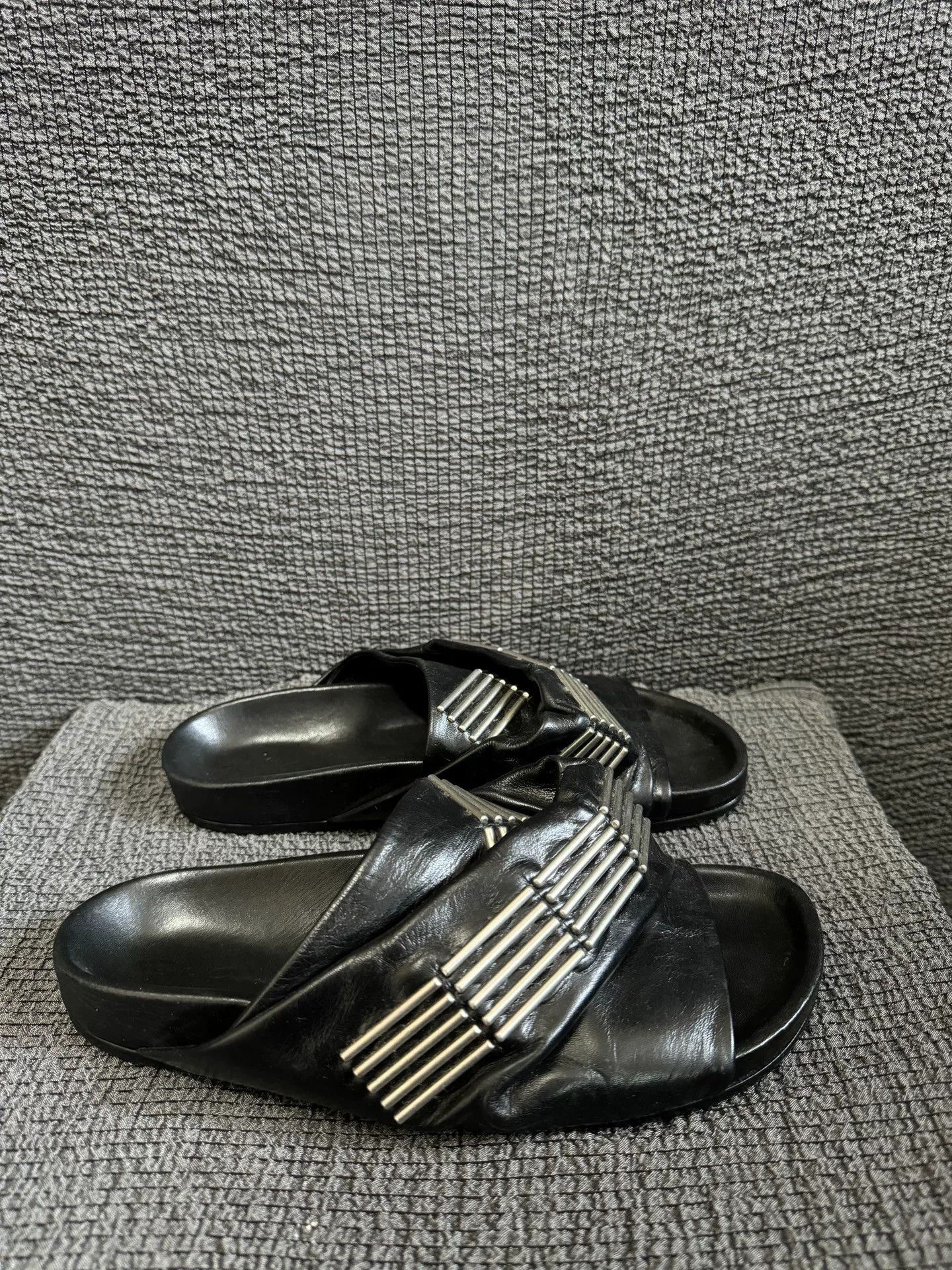 Rick Owens Rick Owens Laser Metal Open-Toe Leather Slippers Size US 7 / IT 37 - 6 Thumbnail