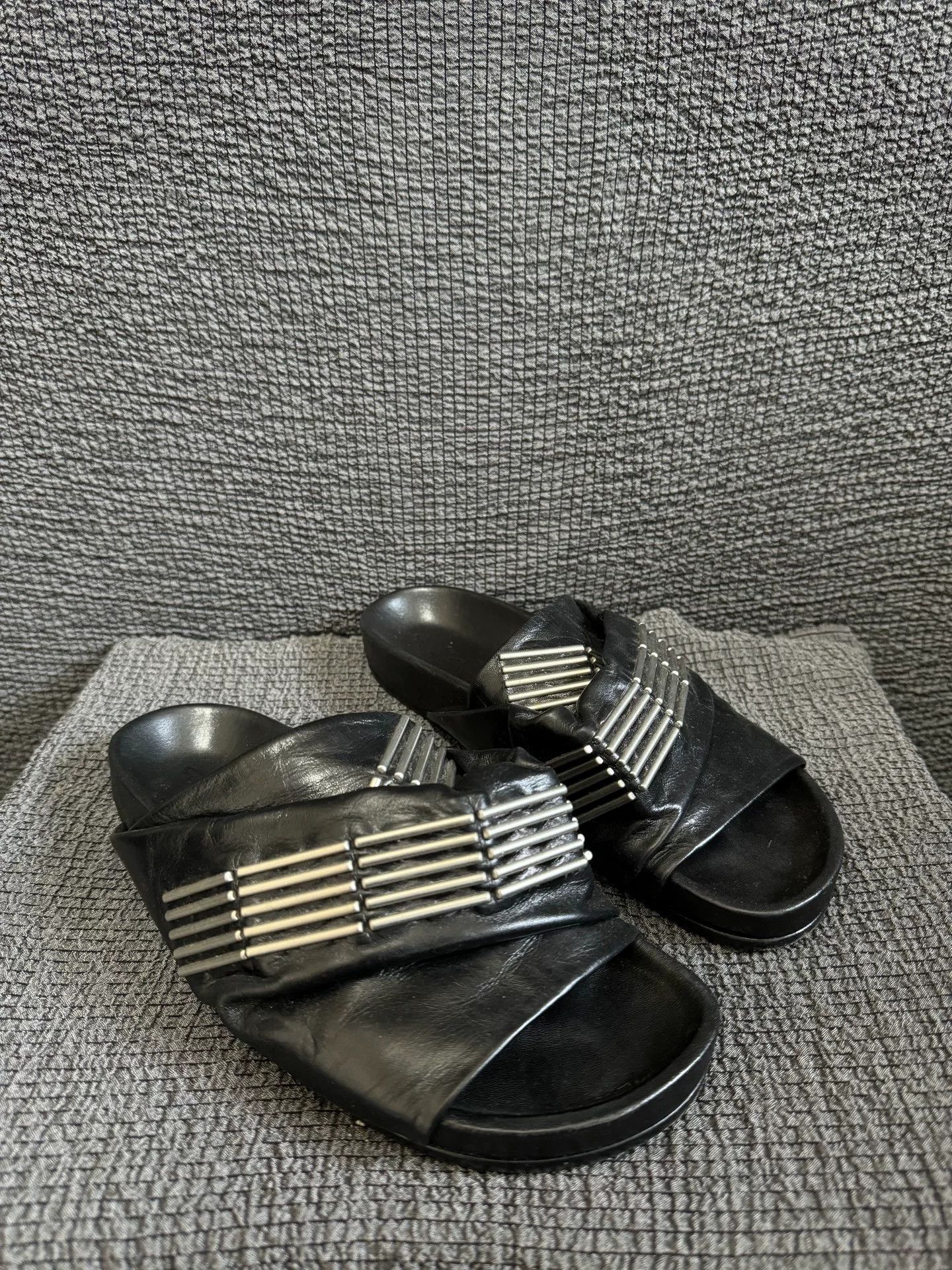 Rick Owens Rick Owens Laser Metal Open-Toe Leather Slippers Size US 7 / IT 37 - 5 Thumbnail