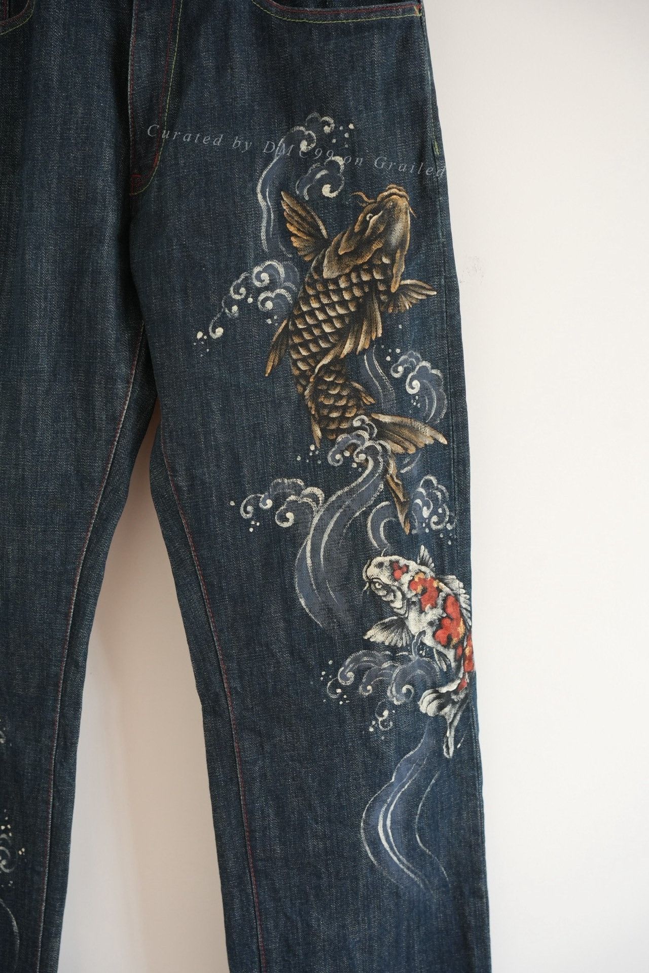 Other ZEN Kyoto Yuzen Koi Hand-painted Jeans Size US 32 / EU 48 - 3 Thumbnail