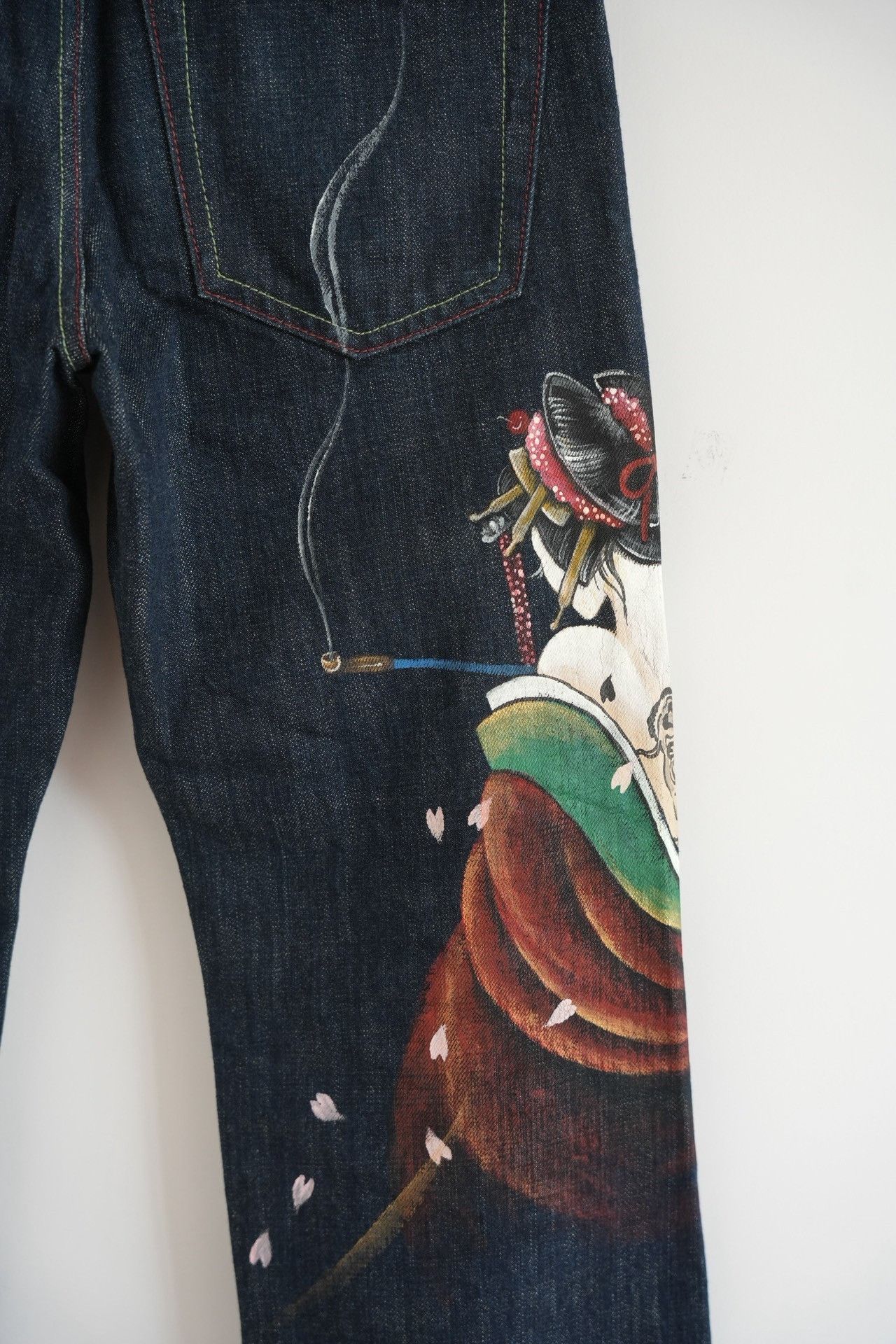 Other ZEN Kyoto Yuzen Geisha Hand-painted Jeans Size 28" / US 6 / IT 42 - 3 Thumbnail