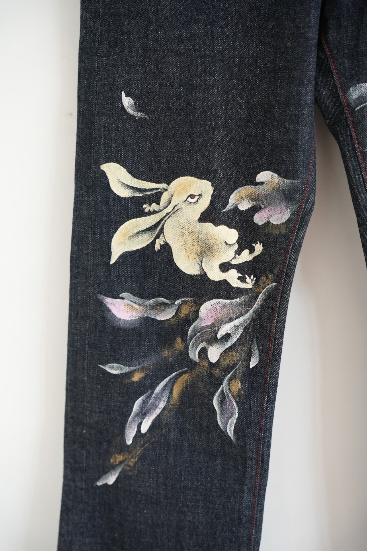 Other ZEN Kyoto Yuzen Peony Hand-painted Jeans Size US 32 / EU 48 - 4 Thumbnail