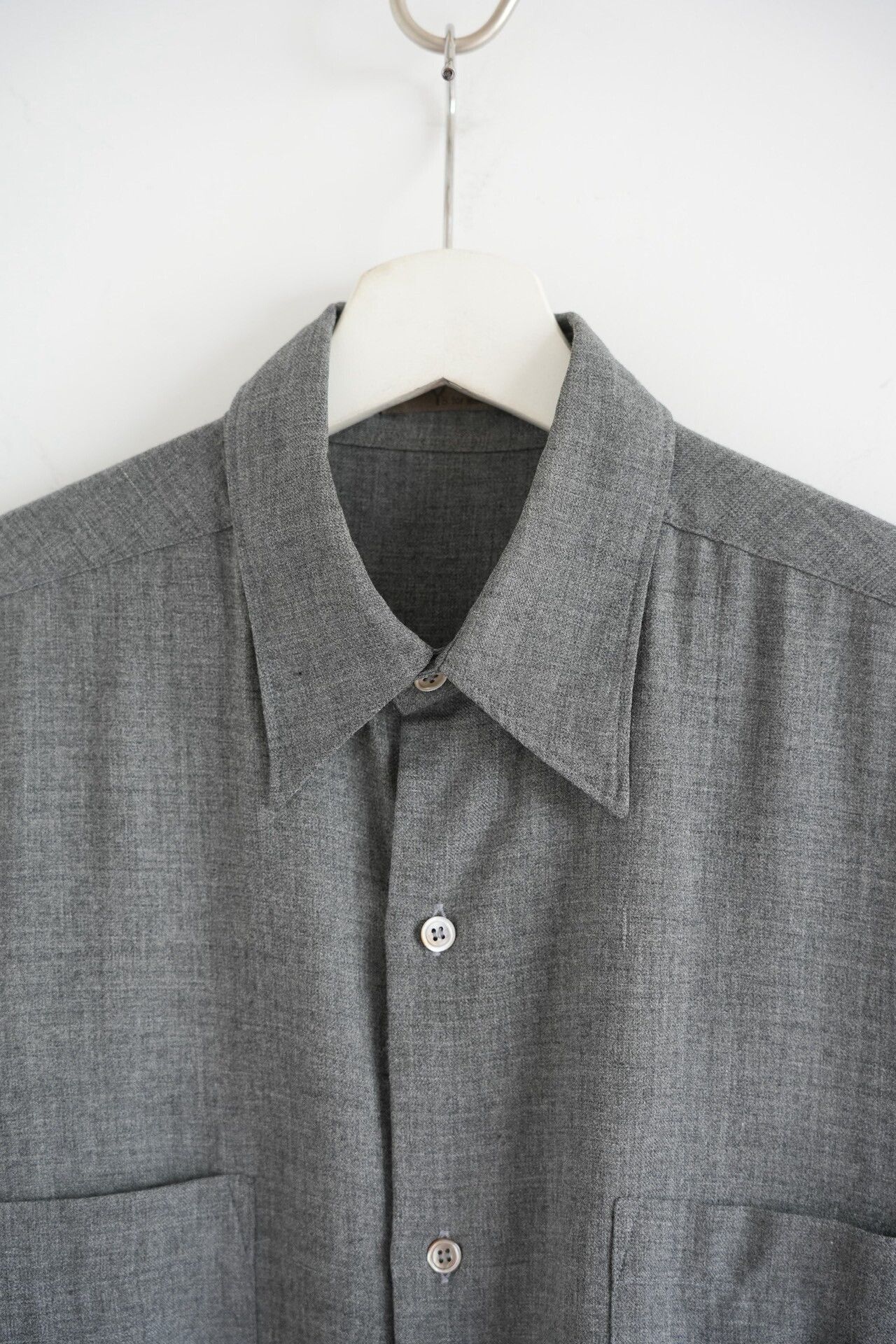 Yohji Yamamoto Yohji Yamamoto 80s Scissors Collar Wool Gray Shirt Size US M / EU 48-50 / 2 - 3 Thumbnail