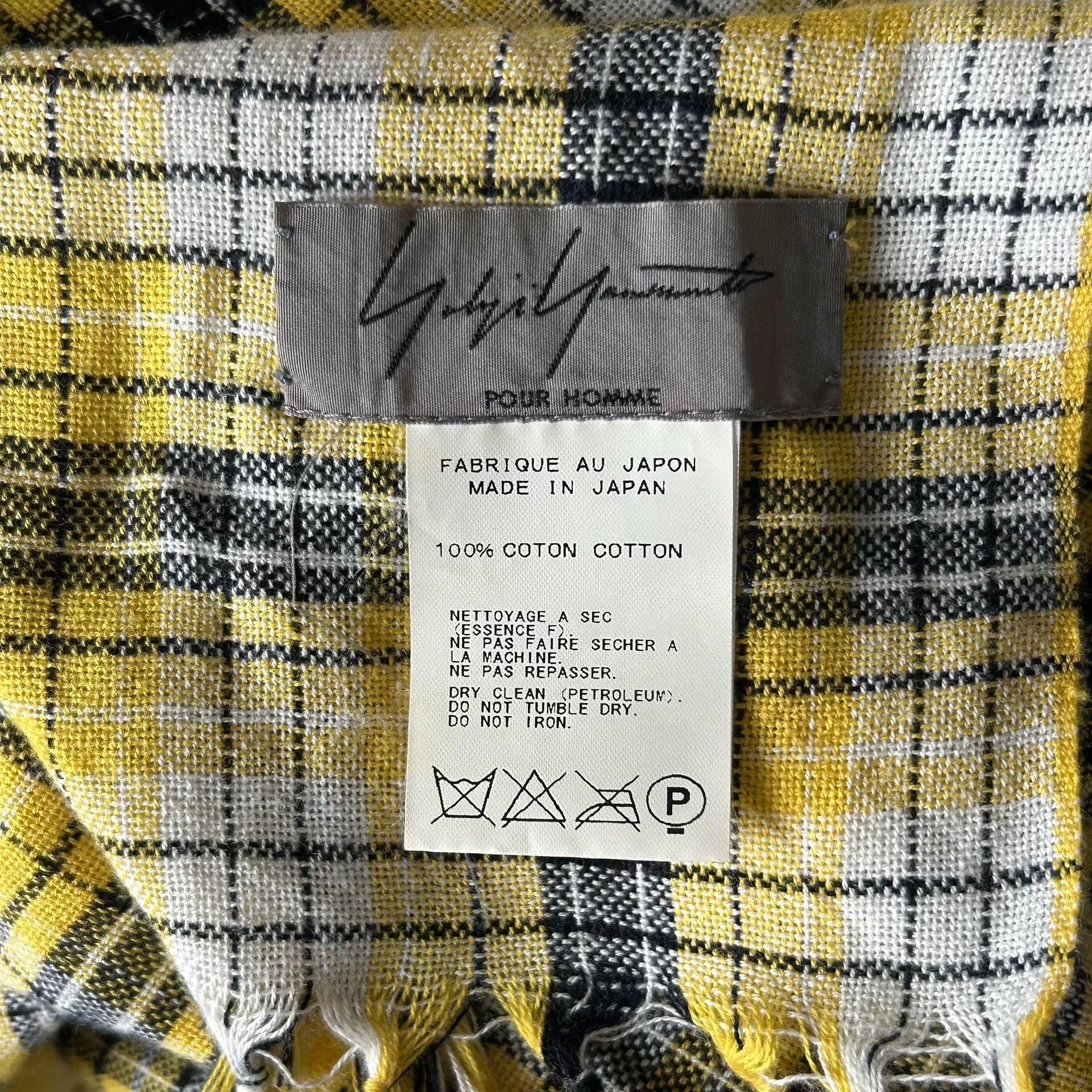 Yohji Yamamoto Yohji Yamamoto 2013SS Yellow Plaid Fringed Scarf Size ONE SIZE - 5 Thumbnail