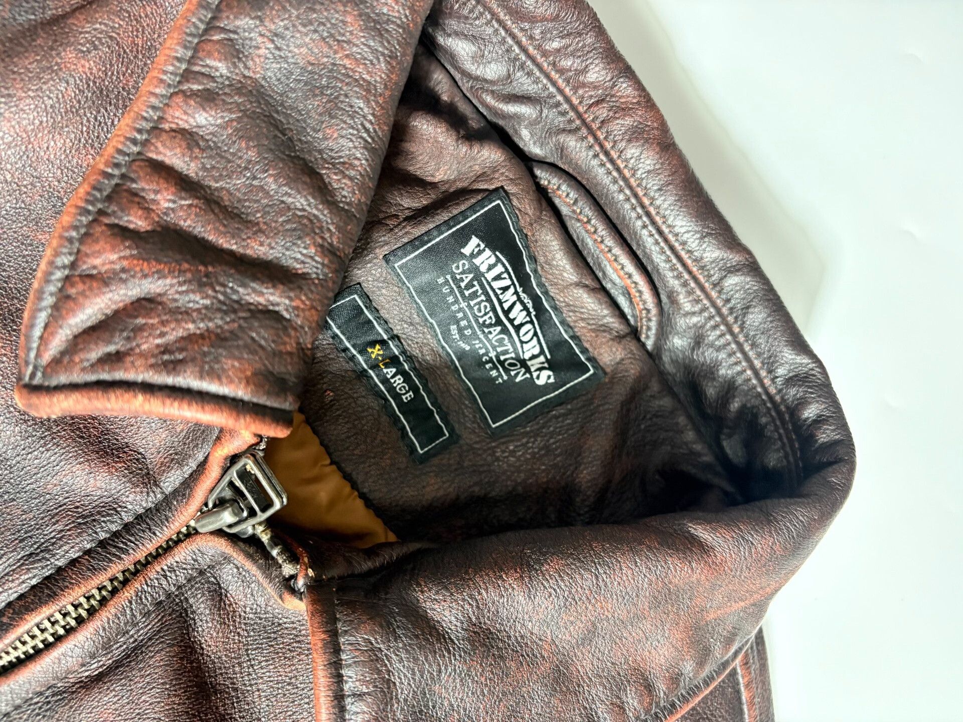 FrizmWORKS Prizm Works Distressed Leather Jacket Size US L / EU 52-54 / 3 - 6 Thumbnail