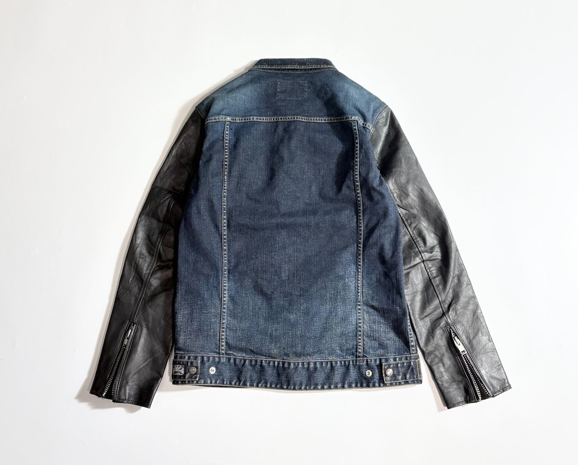 Balenciaga Balenciaga Leather Sleeve Denim Jacket Size US L / EU 52-54 / 3 - 2 Thumbnail