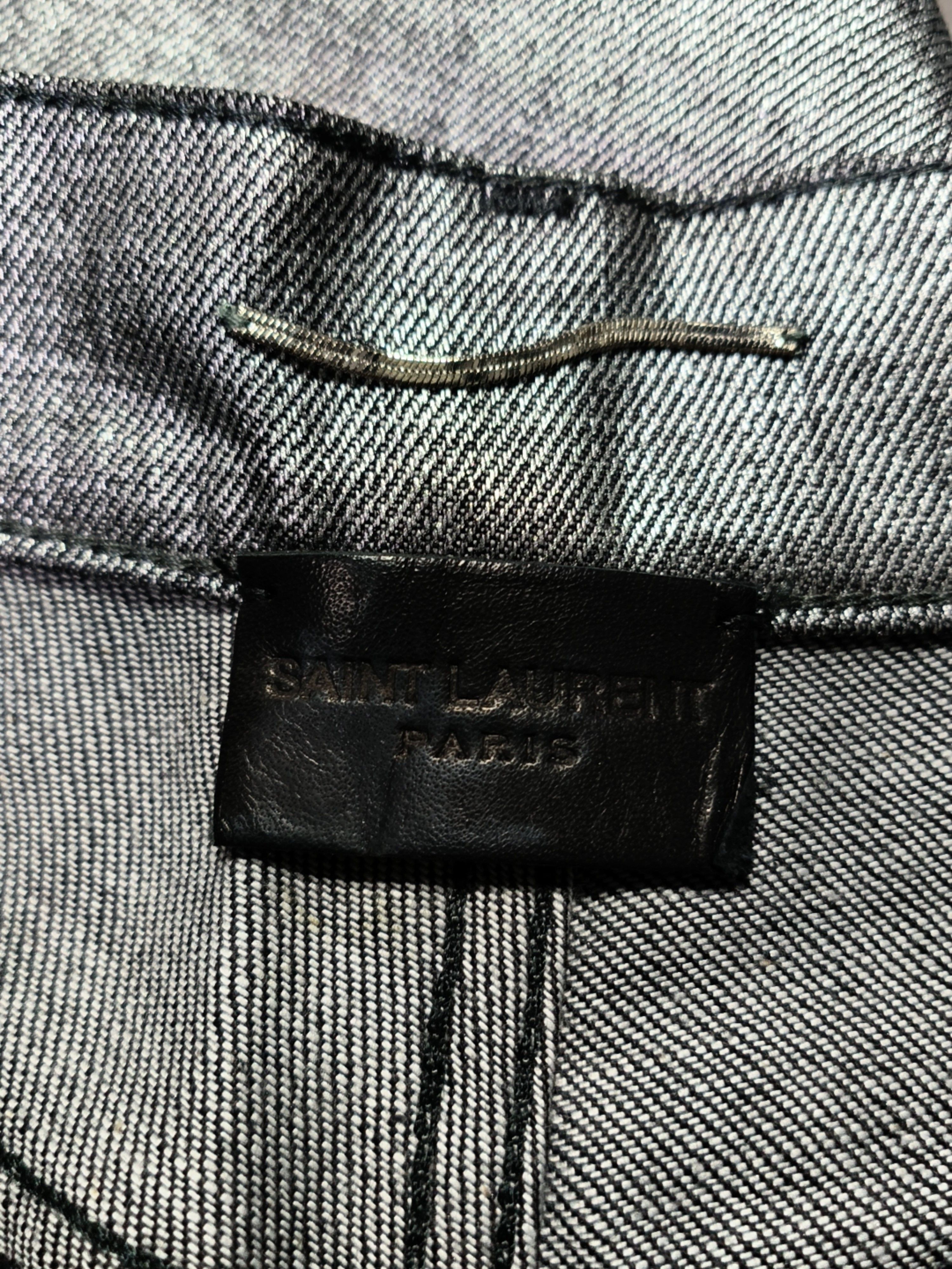 Saint Laurent Paris Saint Laurent Metallic Silver Jeans Size 30 Size US 30 / EU 46 - 3 Thumbnail