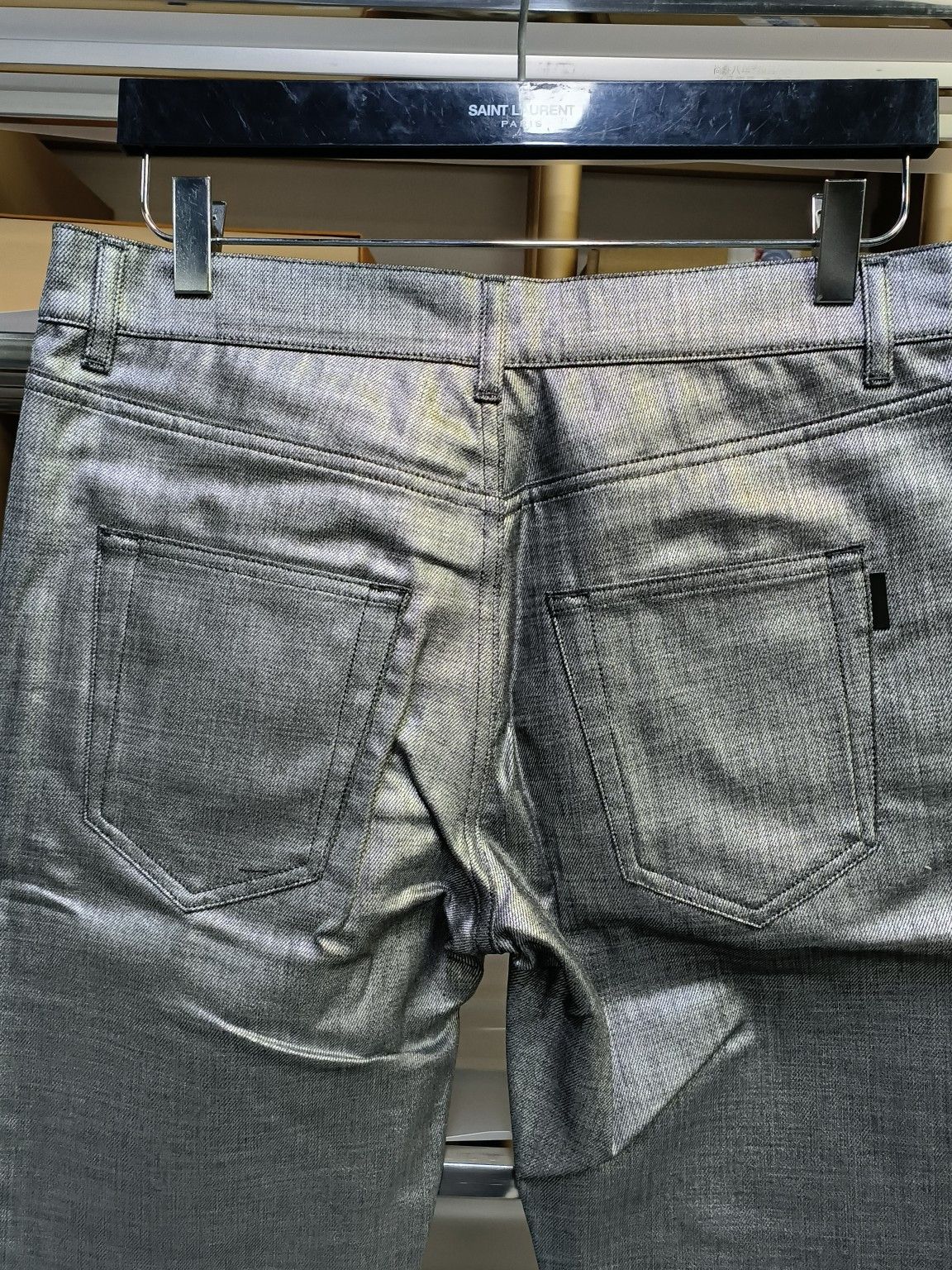 Saint Laurent Paris Saint Laurent Metallic Silver Jeans Size 30 Size US 30 / EU 46 - 7 Thumbnail