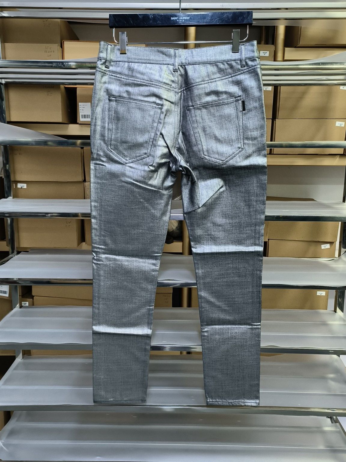 Saint Laurent Paris Saint Laurent Metallic Silver Jeans Size 30 Size US 30 / EU 46 - 2 Thumbnail
