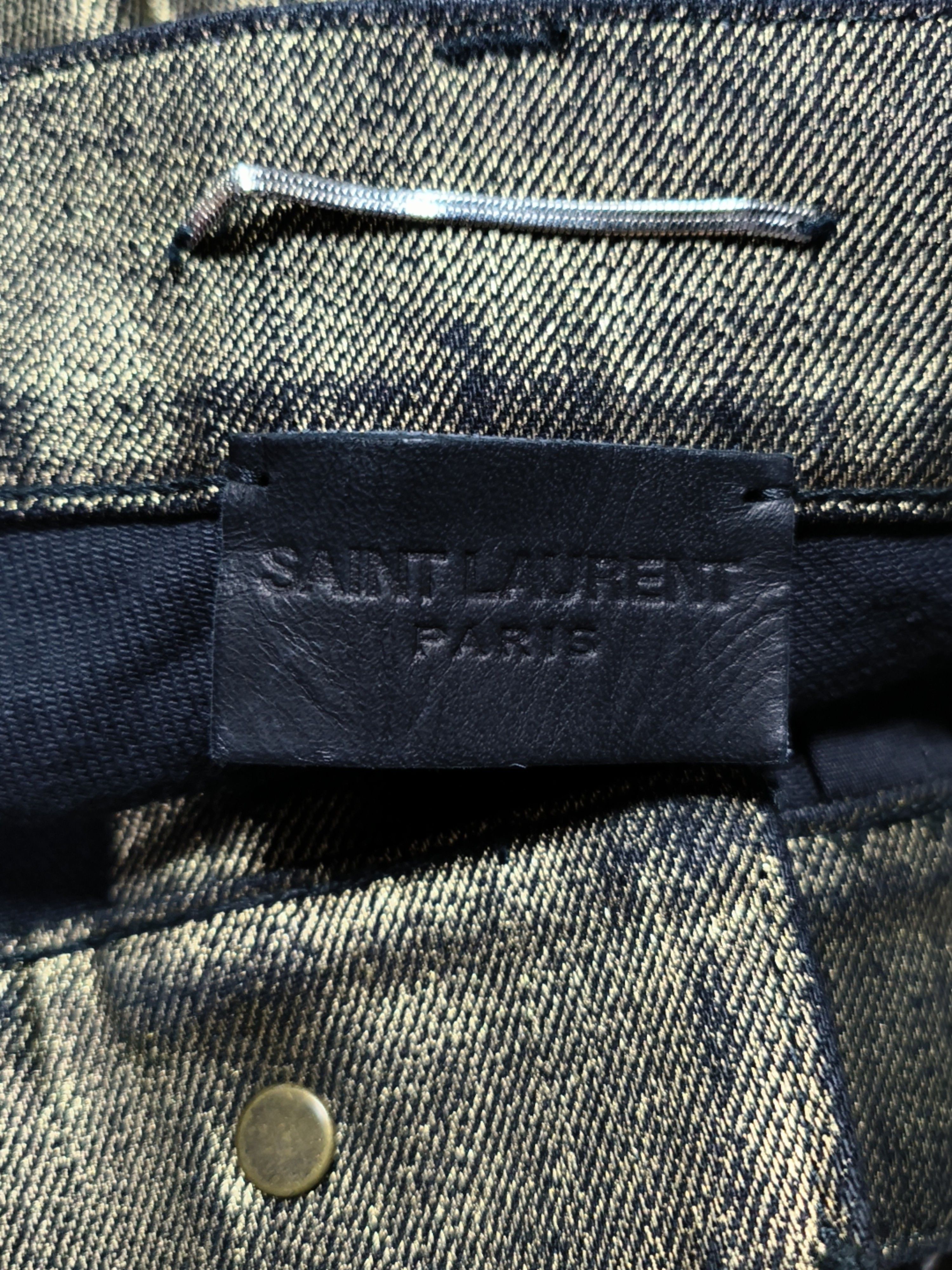 Saint Laurent Paris Saint Laurent Gold Metallic Denim Jeans Size 33 Size US 33 - 3 Thumbnail