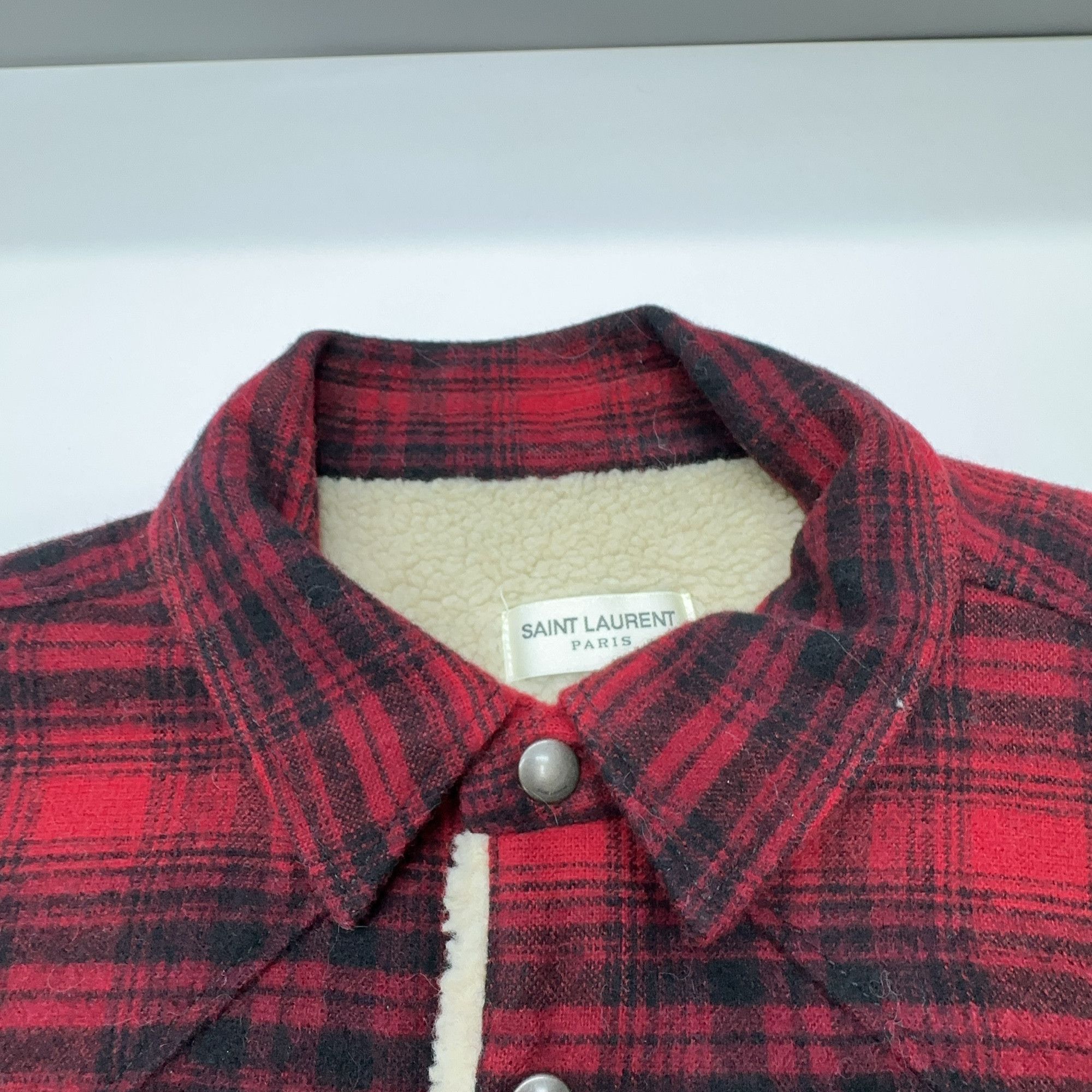Saint Laurent Paris Saint Laurent Plaid Sherpa Lined Shirt Jacket Size L Size US L / EU 52-54 / 3 - 5 Thumbnail