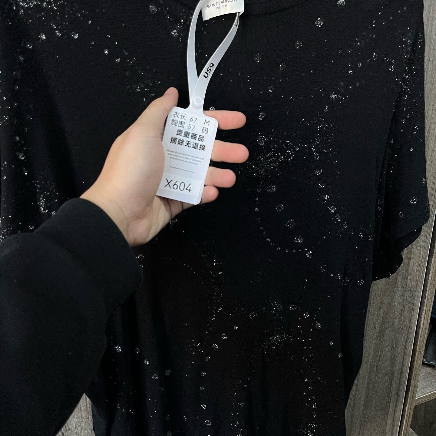 Saint Laurent Paris Saint Laurent Glitter Short Sleeve T-Shirt US M Size US M / EU 48-50 / 2 - 8 Thumbnail