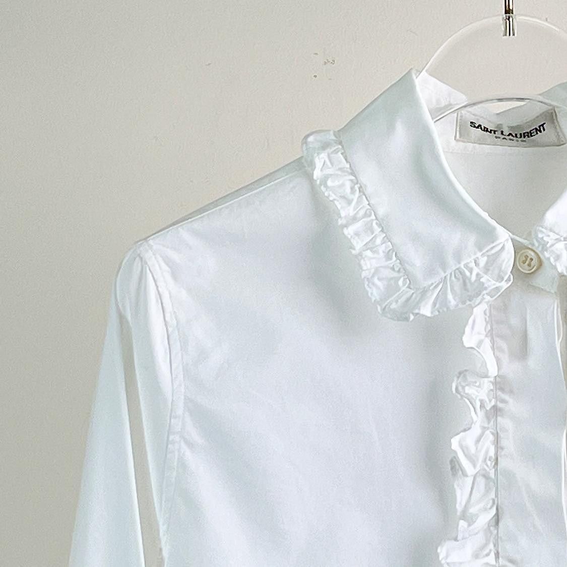Saint Laurent Paris Saint Laurent Ruffle Trim Button Up Shirt Size 36 Size XS / US 0-2 / IT 36-38 - 5 Thumbnail