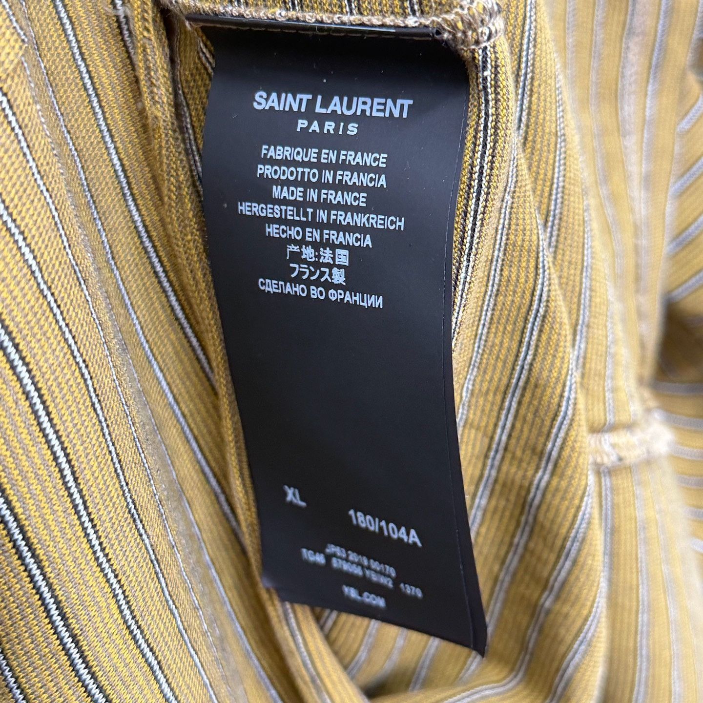 Saint Laurent Paris Saint Laurent Striped Logo T-Shirt Size XL Size US XL / EU 56 / 4 - 4 Thumbnail