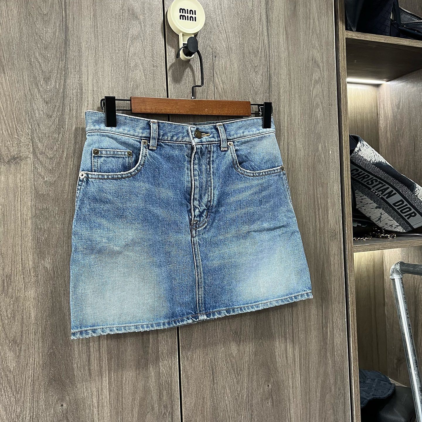 Saint Laurent Paris Saint Laurent Logo Embroidery Denim Mini Skirt Size 27 Size 27" / US 4 / IT 40 - 5 Thumbnail
