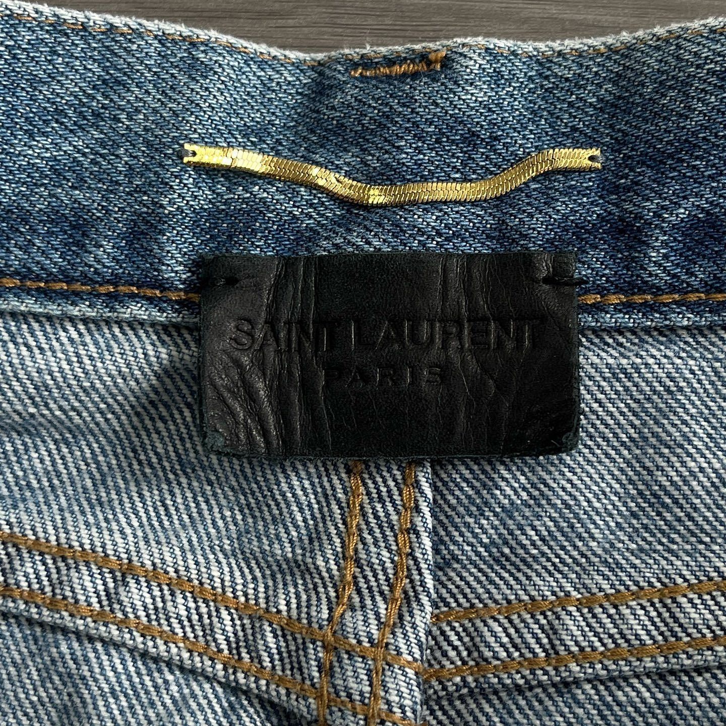 Saint Laurent Paris Saint Laurent Logo Embroidery Denim Mini Skirt Size 27 Size 27" / US 4 / IT 40 - 3 Thumbnail