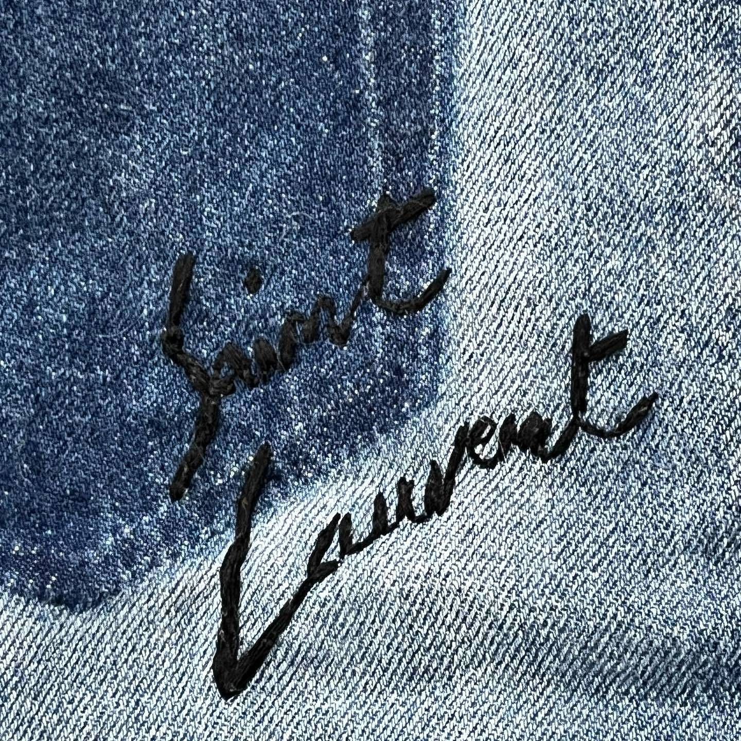 Saint Laurent Paris Saint Laurent Logo Embroidery Denim Mini Skirt Size 27 Size 27" / US 4 / IT 40 - 8 Thumbnail