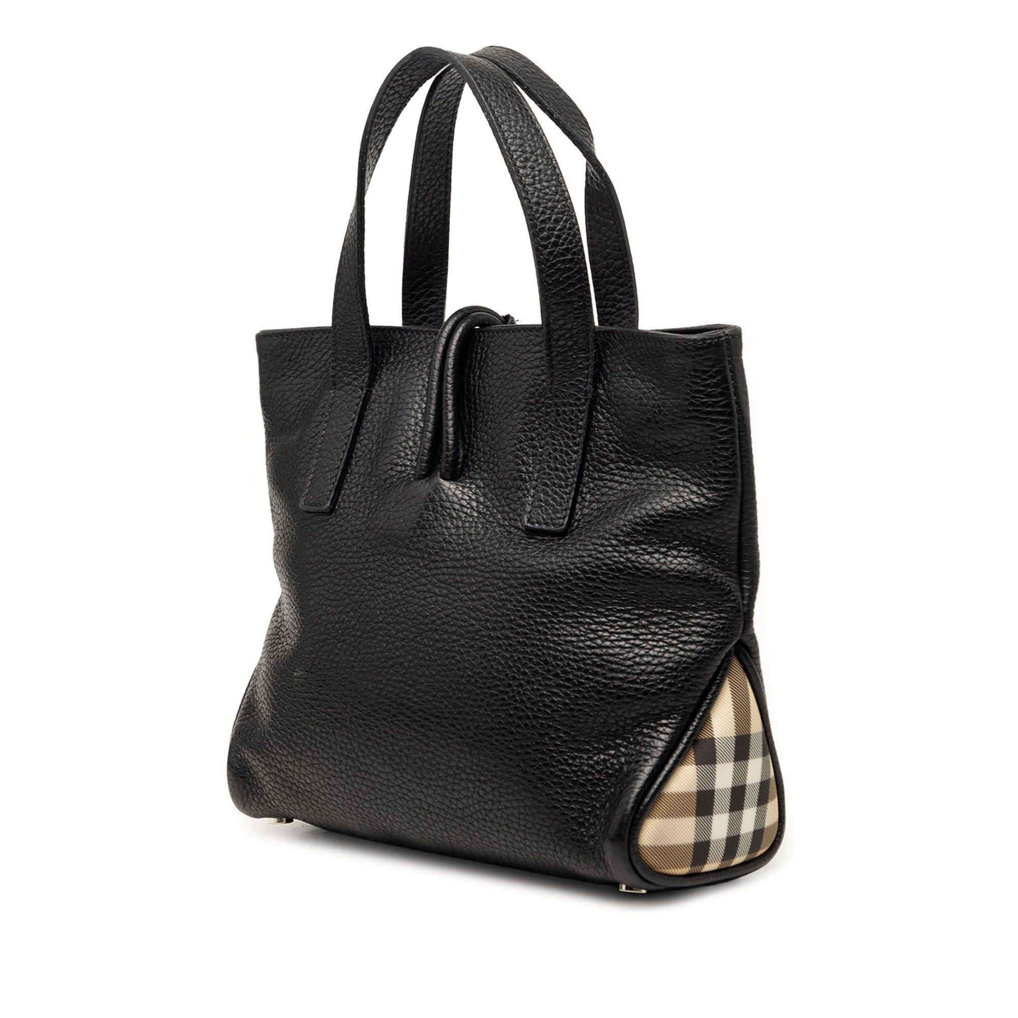 Burberry Small House Check Trimmed Grainy Calfskin Horn Toggle Tote Size ONE SIZE - 2 Thumbnail