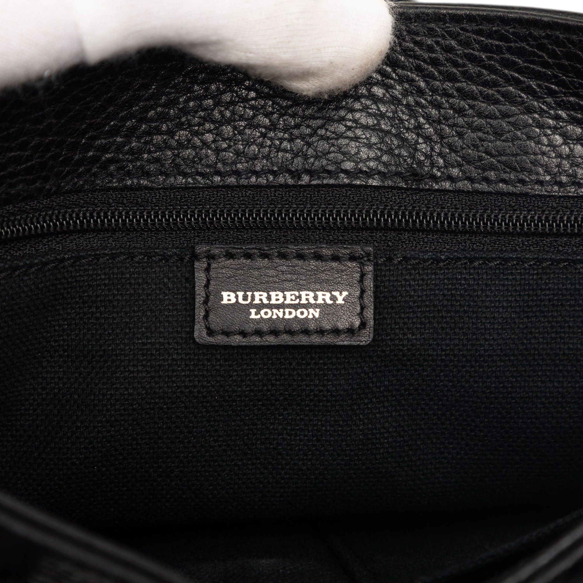 Burberry Small House Check Trimmed Grainy Calfskin Horn Toggle Tote Size ONE SIZE - 5 Thumbnail