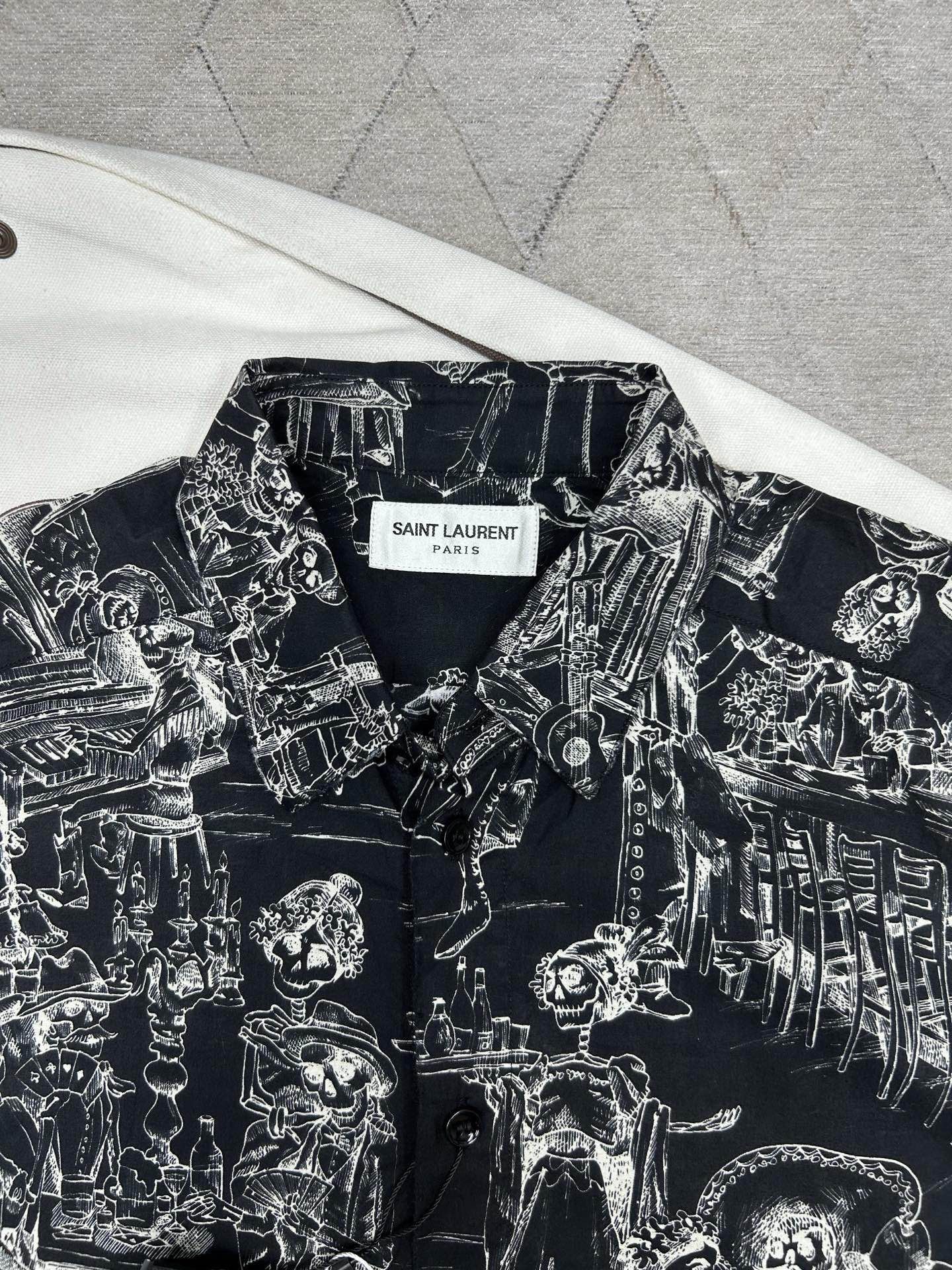 Saint Laurent Paris Saint Laurent Skeleton Print Short Sleeve Shirt Size S Size US S / EU 44-46 / 1 - 3 Thumbnail