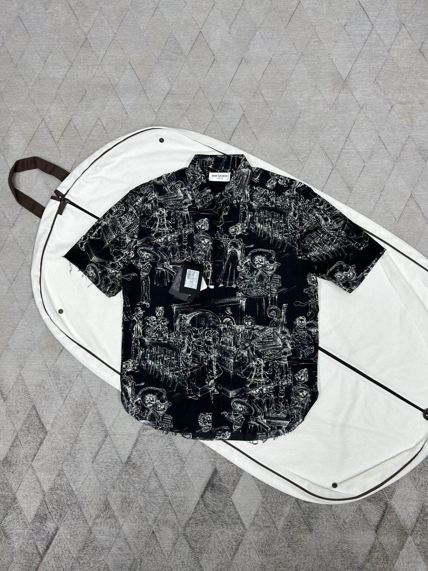 Saint Laurent Paris Saint Laurent Skeleton Print Short Sleeve Shirt Size S Size US S / EU 44-46 / 1 - 5 Thumbnail