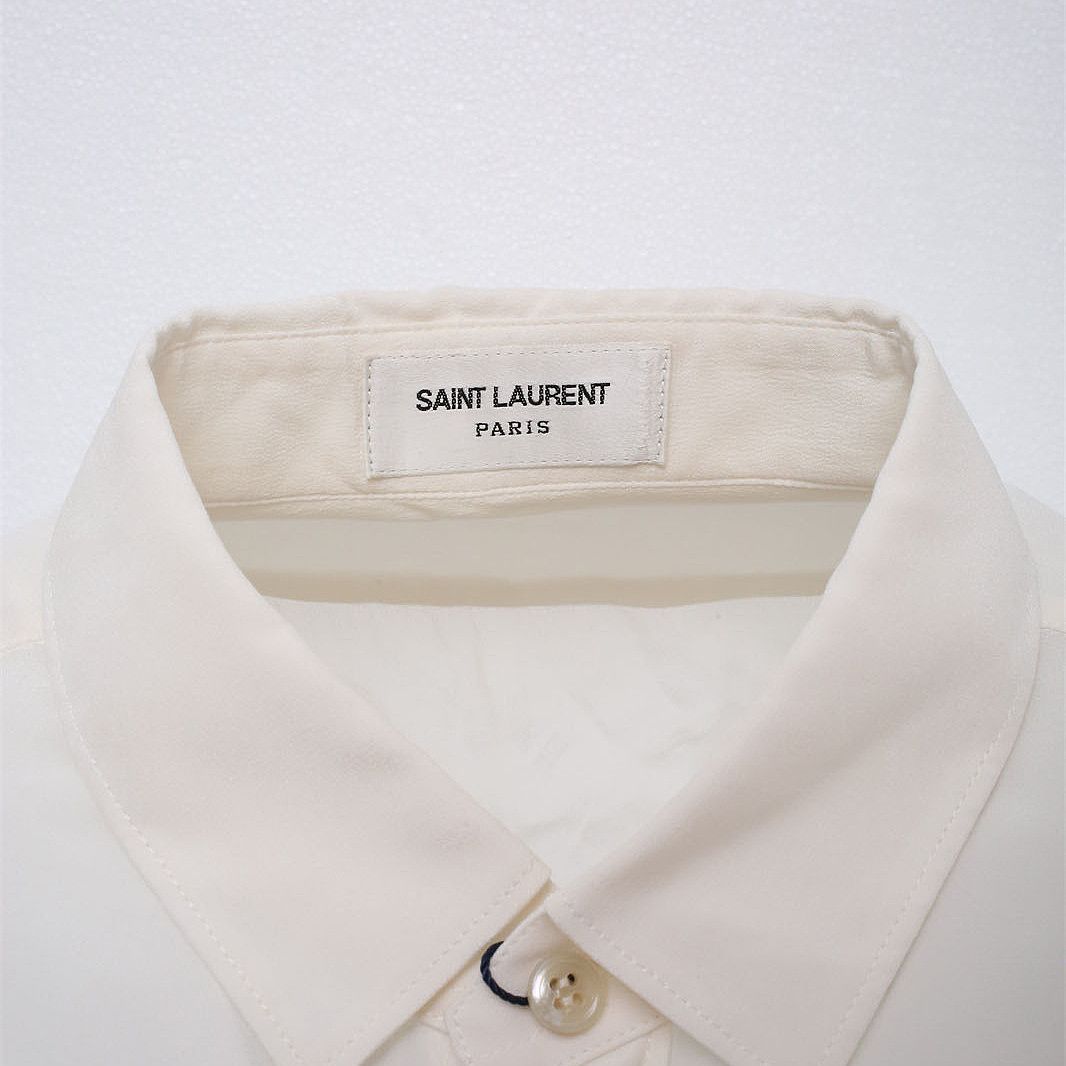 Saint Laurent Paris Saint Laurent White Silk Button Up Shirt Size F38 Size S / US 4 / IT 40 - 8 Thumbnail