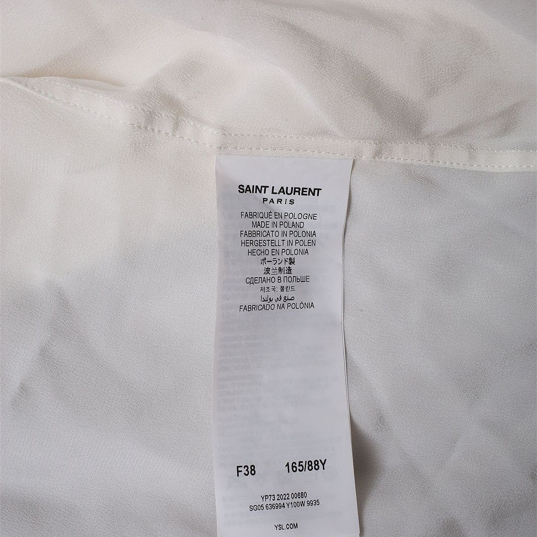Saint Laurent Paris Saint Laurent White Silk Button Up Shirt Size F38 Size S / US 4 / IT 40 - 10 Thumbnail