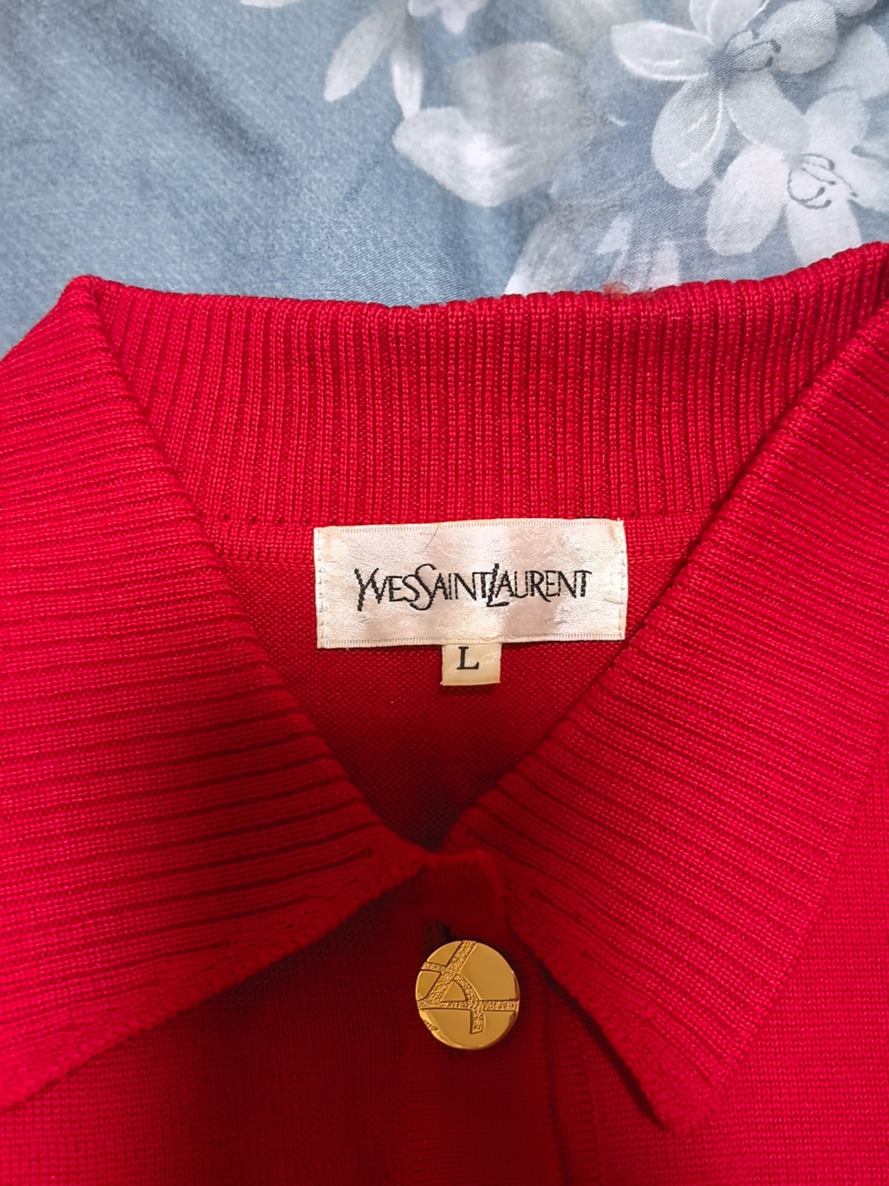 Saint Laurent Paris Saint Laurent Logo Knit Polo Shirt Size L Size US L / EU 52-54 / 3 - 3 Thumbnail