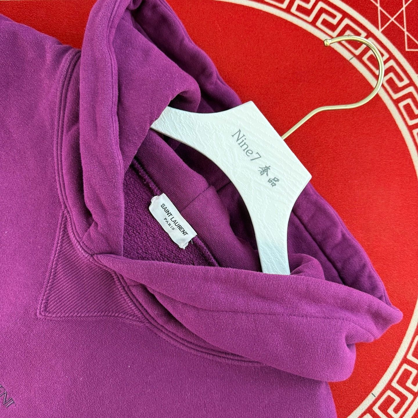 Saint Laurent Paris Saint Laurent Embroidered Logo Hoodie Purple Size XXL Size XXL / US 16-18 / IT 52-54 - 3 Thumbnail