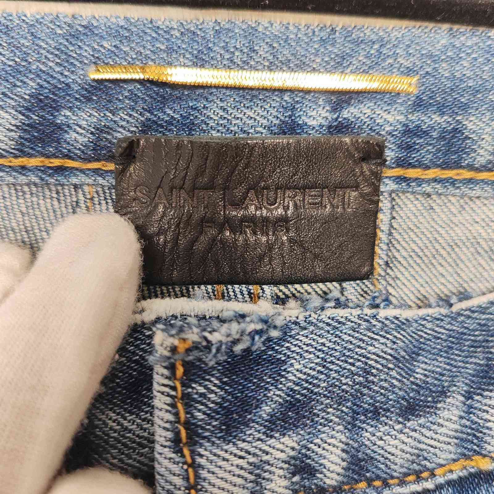Saint Laurent Paris Saint Laurent Leather Patch Jeans Size 26 Size 26" / US 2 / IT 38 - 3 Thumbnail