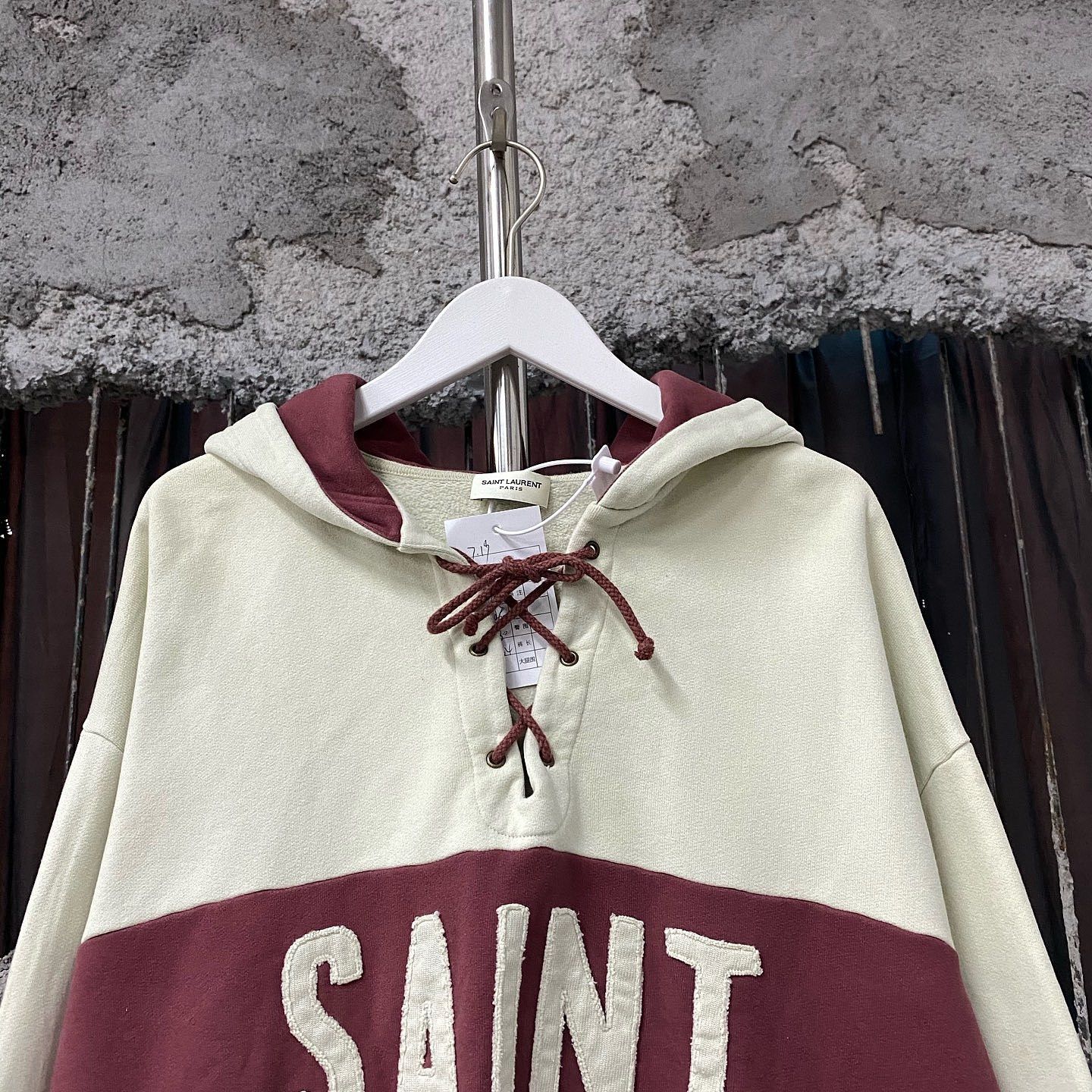 Saint Laurent Paris SAINT LAURENT Letter Print Lace-up Hoodie Size M Size US M / EU 48-50 / 2 - 5 Thumbnail