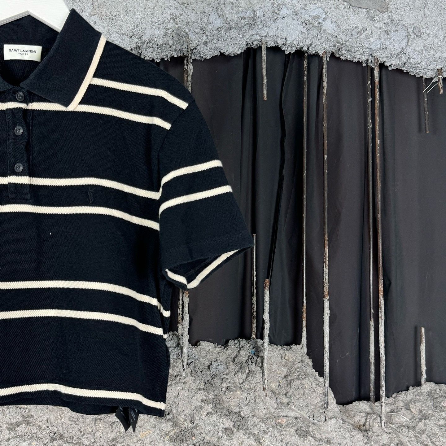 Saint Laurent Paris Saint Laurent Contrast Striped Polo Size M Size US M / EU 48-50 / 2 - 5 Thumbnail