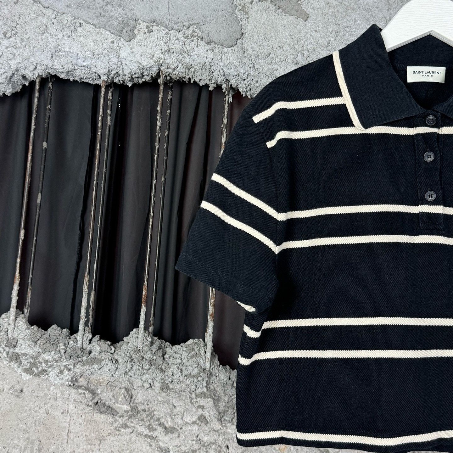Saint Laurent Paris Saint Laurent Contrast Striped Polo Size M Size US M / EU 48-50 / 2 - 7 Thumbnail