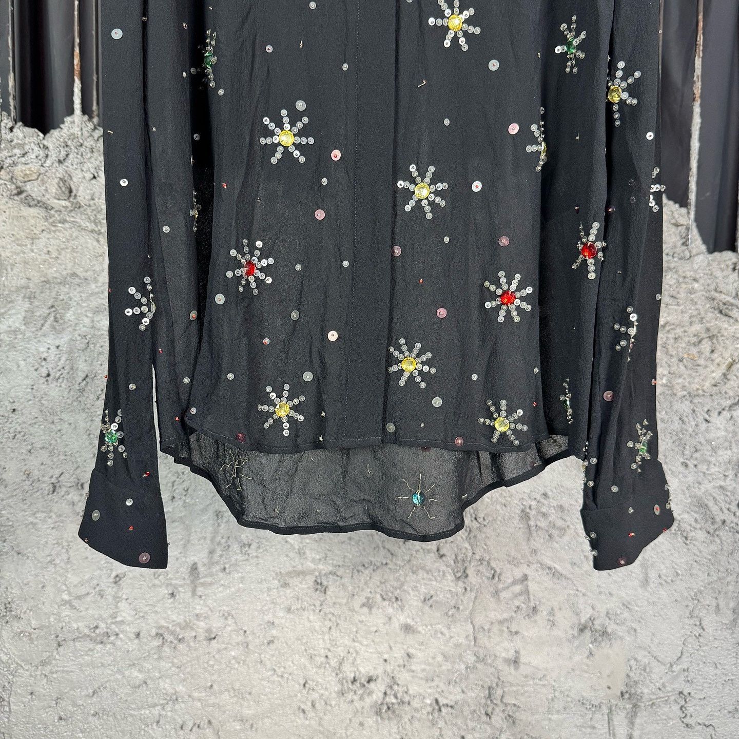 Saint Laurent Paris Saint Laurent Sequin Floral Button Up Shirt F40 Size M / US 6-8 / IT 42-44 - 6 Thumbnail