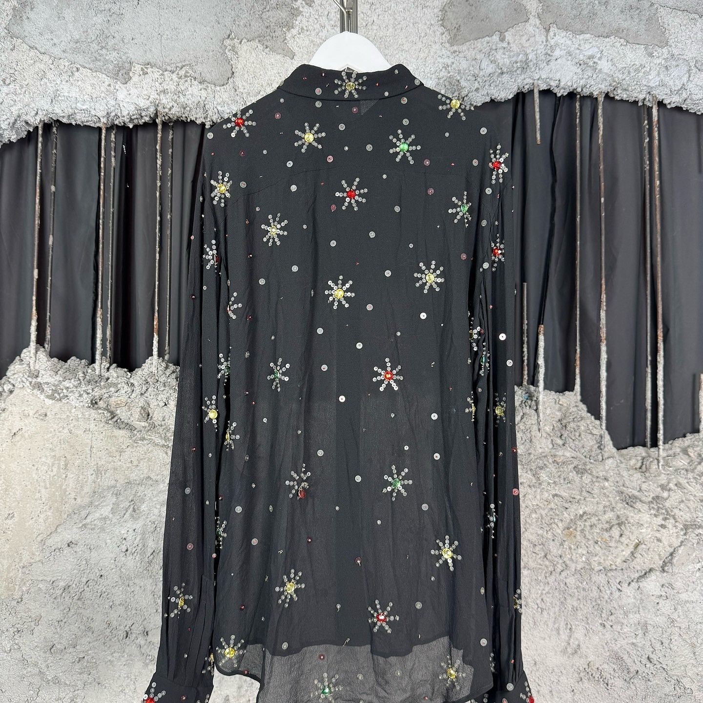 Saint Laurent Paris Saint Laurent Sequin Floral Button Up Shirt F40 Size M / US 6-8 / IT 42-44 - 2 Thumbnail