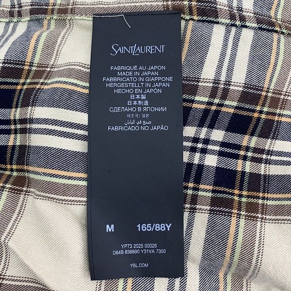 Saint Laurent Paris Saint Laurent Plaid Tie Neck Shirt M Size M / US 6-8 / IT 42-44 - 4 Thumbnail