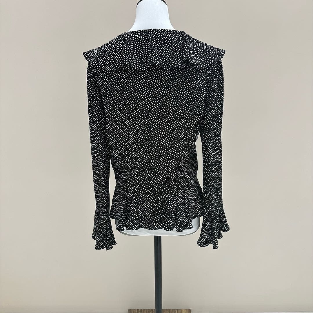 Saint Laurent Paris Saint Laurent Polka Dot Silk Ruffle Blouse Size 40 Size M / US 6-8 / IT 42-44 - 2 Thumbnail