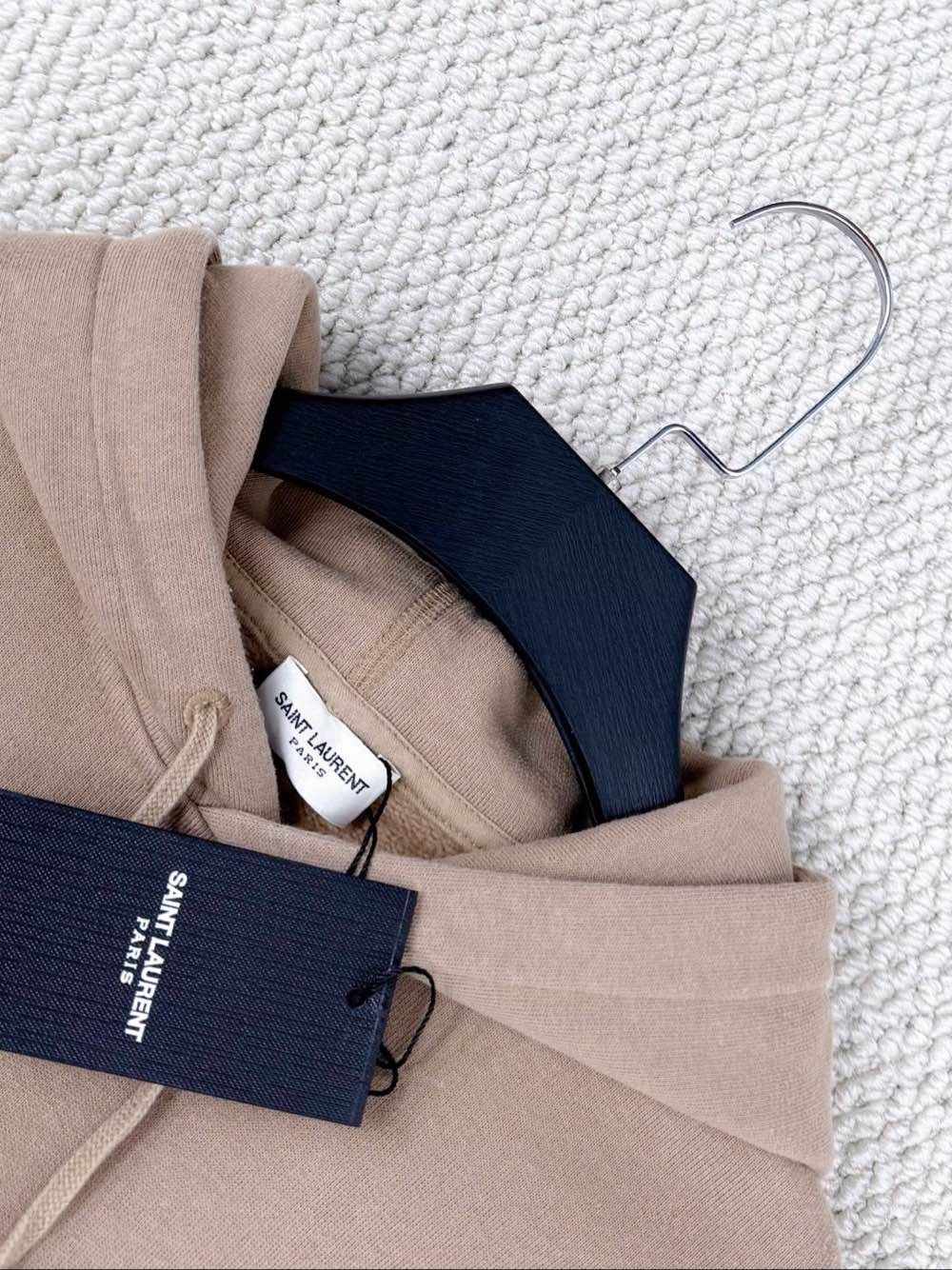 Saint Laurent Paris Saint Laurent Logo Embroidered Hoodie Beige Size M Size M / US 6-8 / IT 42-44 - 3 Thumbnail